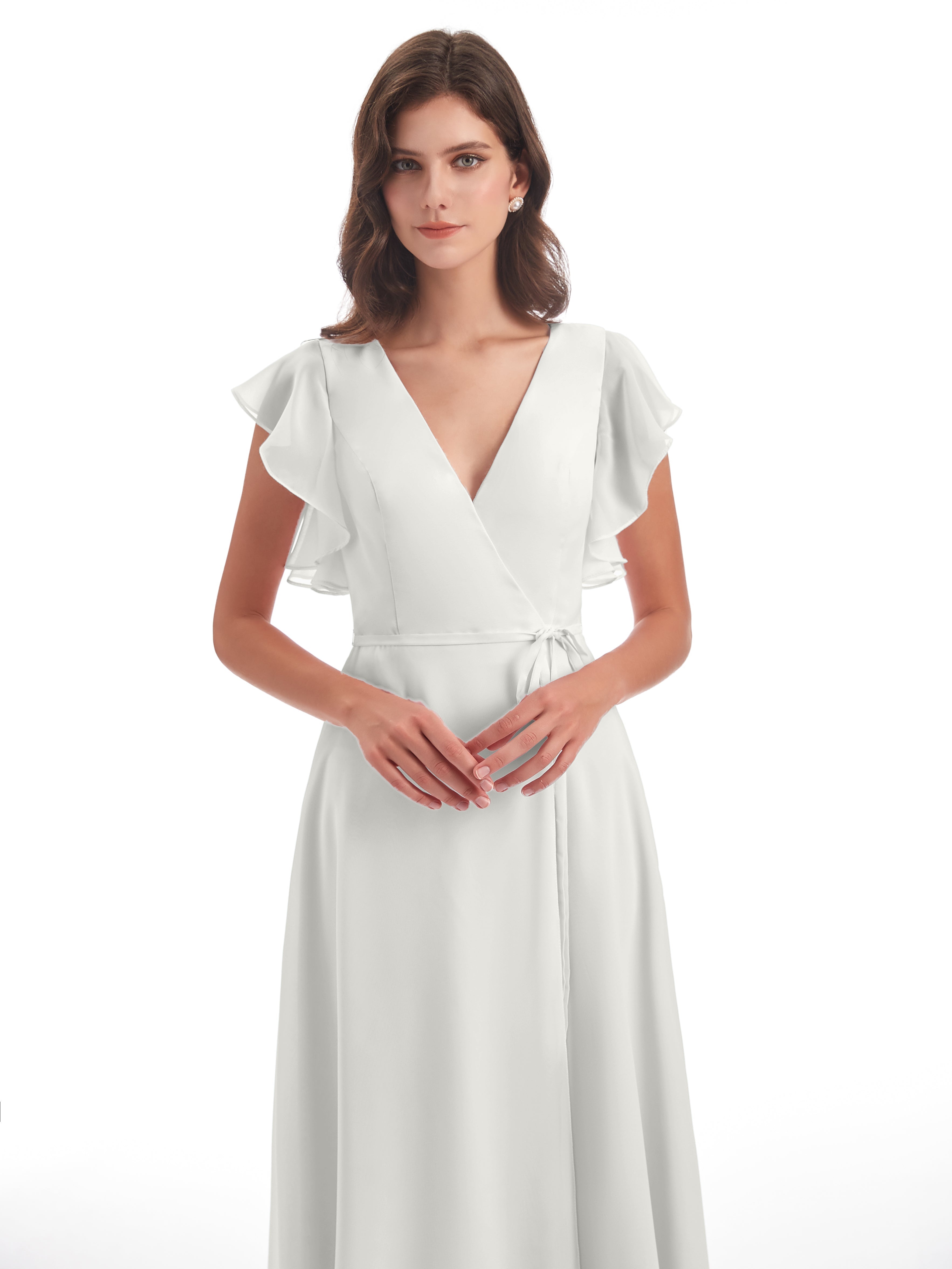 Robe Demoiselle D Honneur Ivoire Fendue Devant Col V Robes Demoiselle D'Honneur