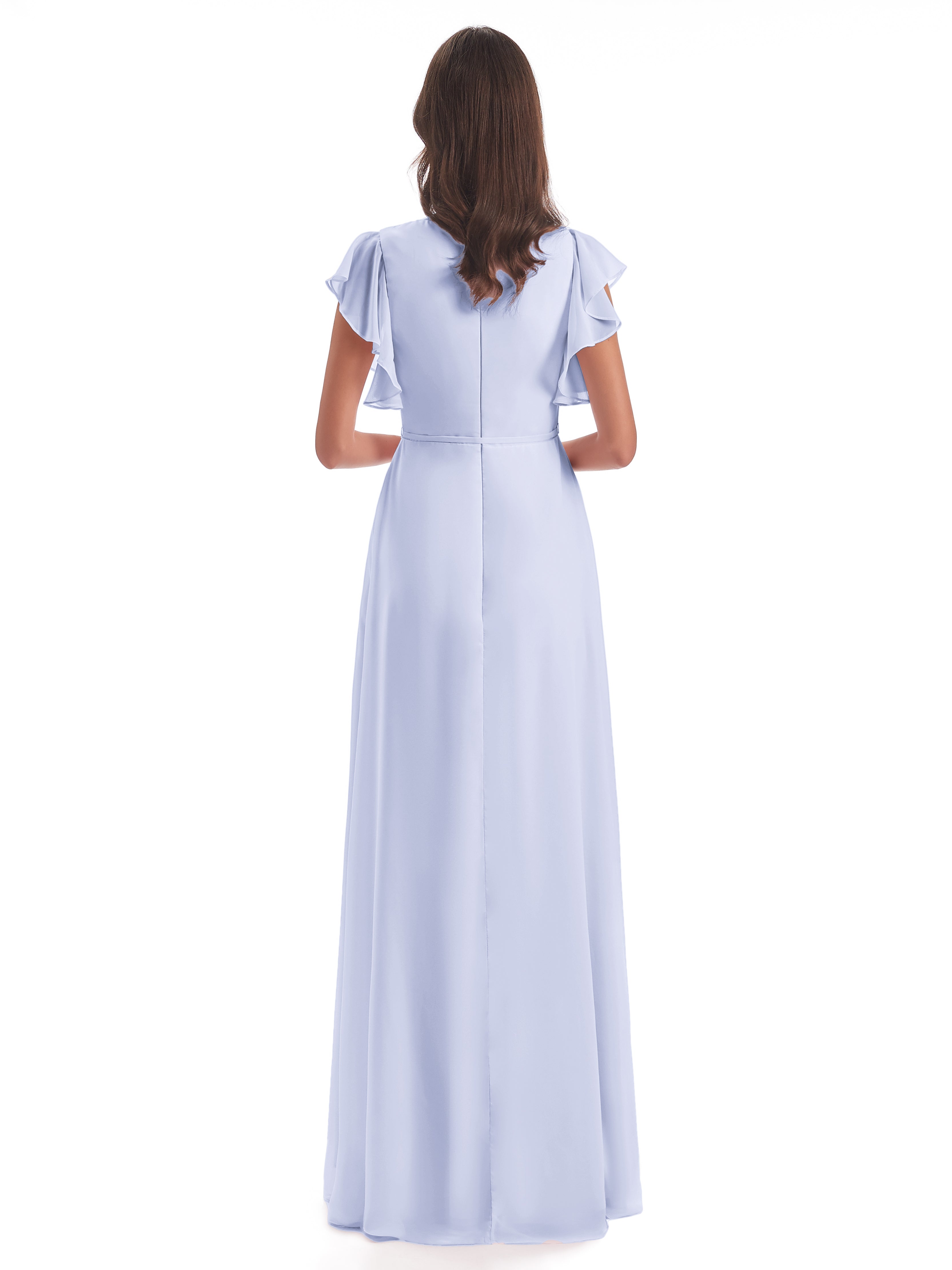 Robe Lavande Demoiselle D Honneur Fendue Devant Col V Robes Demoiselle D'Honneur