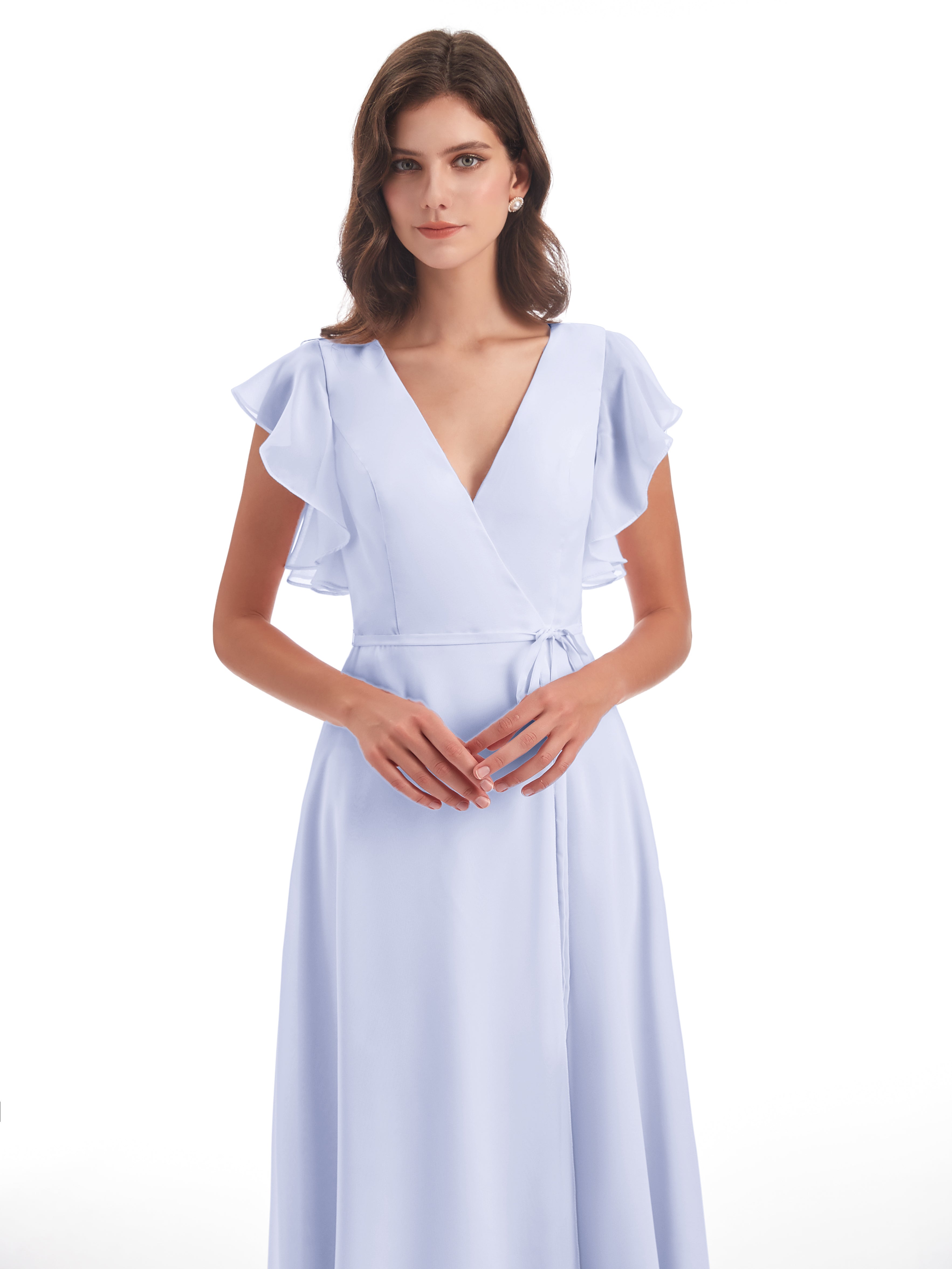 Robe Lavande Demoiselle D Honneur Fendue Devant Col V Robes Demoiselle D'Honneur