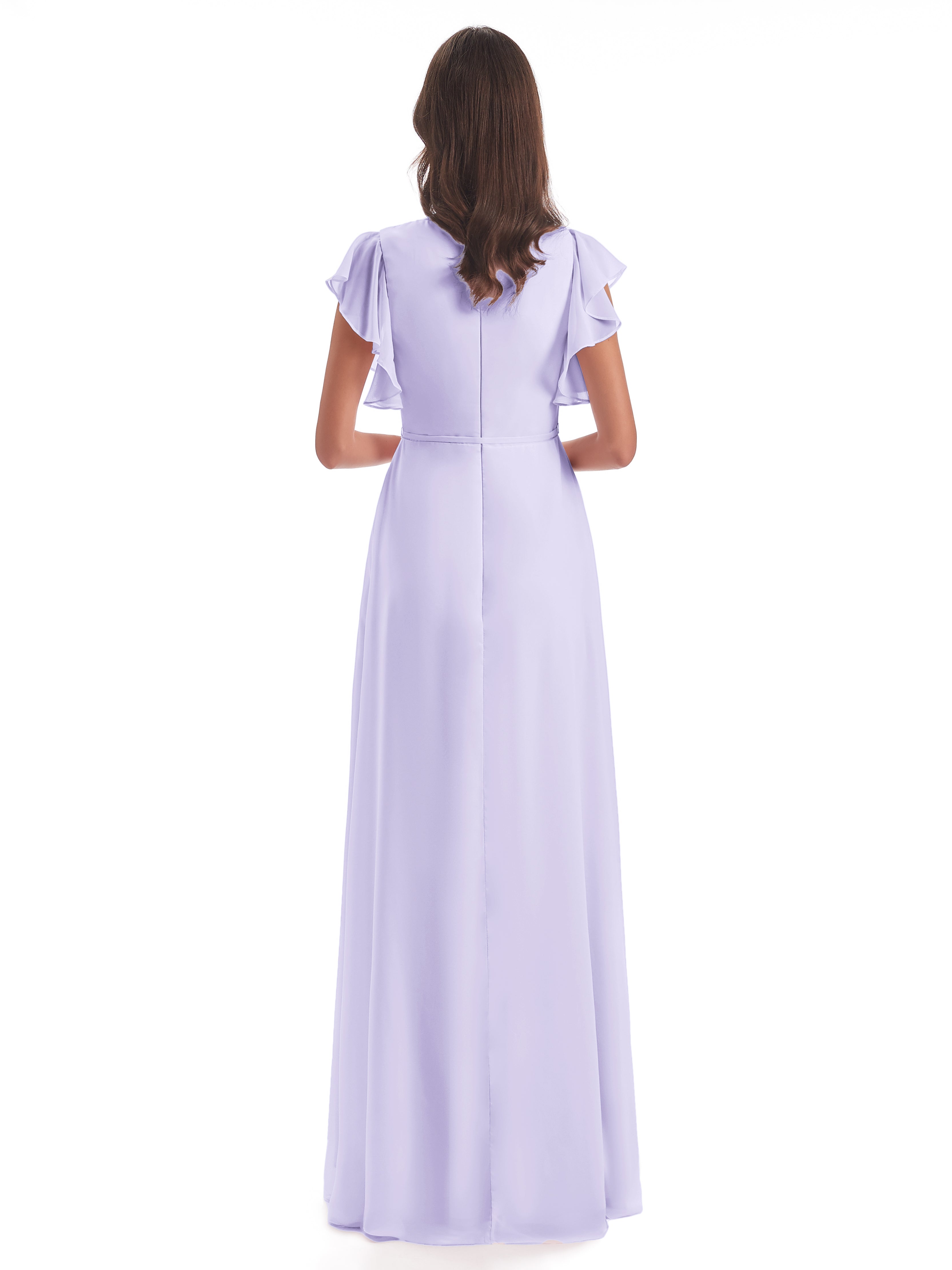 Robe Demoiselle D Honneur Couleur Lilas Fendue Devant Col V Robes Demoiselle D'Honneur