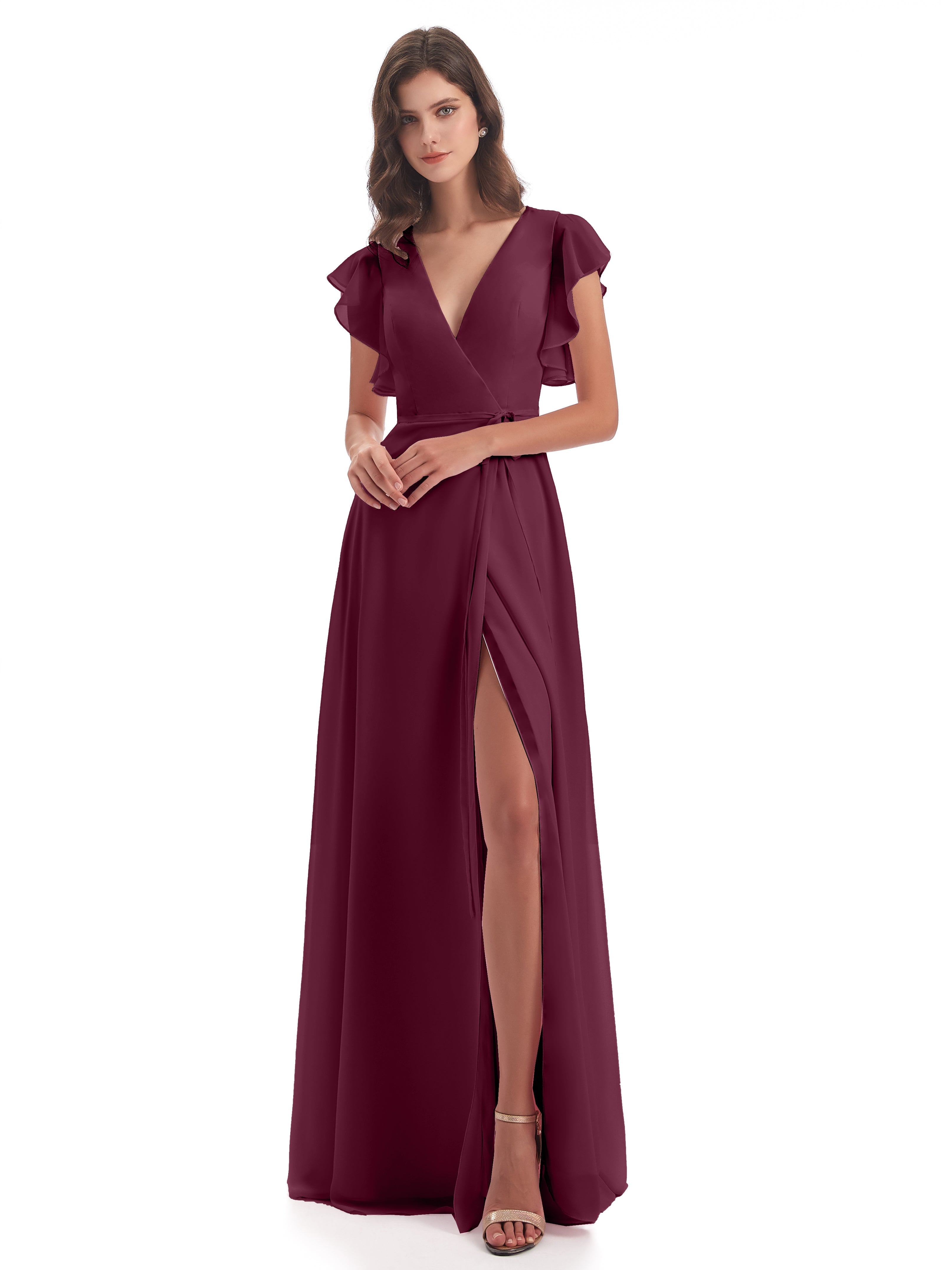 Robes De Demoiselle D'Honneur Mure Fendue Devant Col V Robes Demoiselle D'Honneur