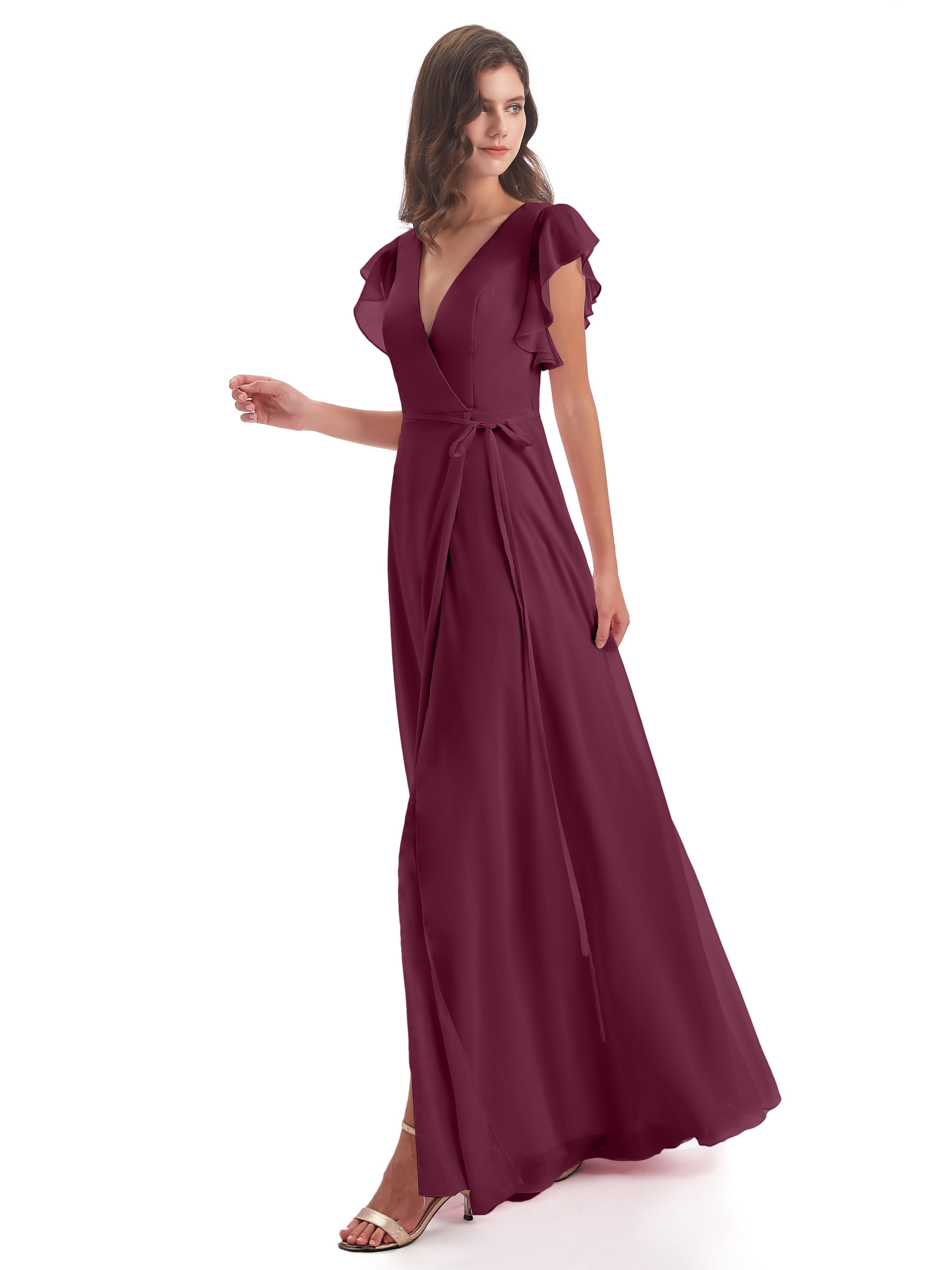Robes De Demoiselle D'Honneur Mure Fendue Devant Col V Robes Demoiselle D'Honneur