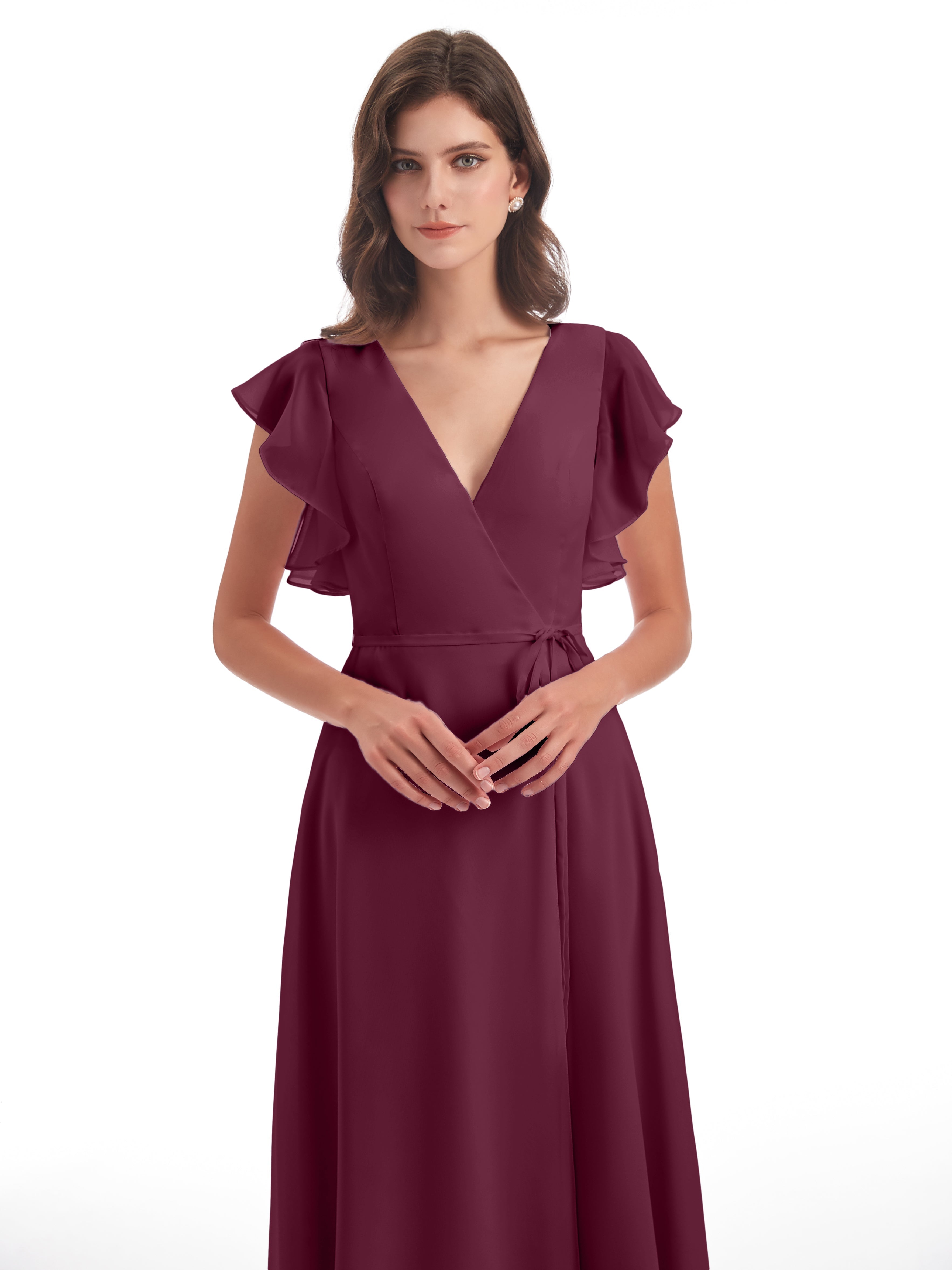 Robes De Demoiselle D'Honneur Mure Fendue Devant Col V Robes Demoiselle D'Honneur