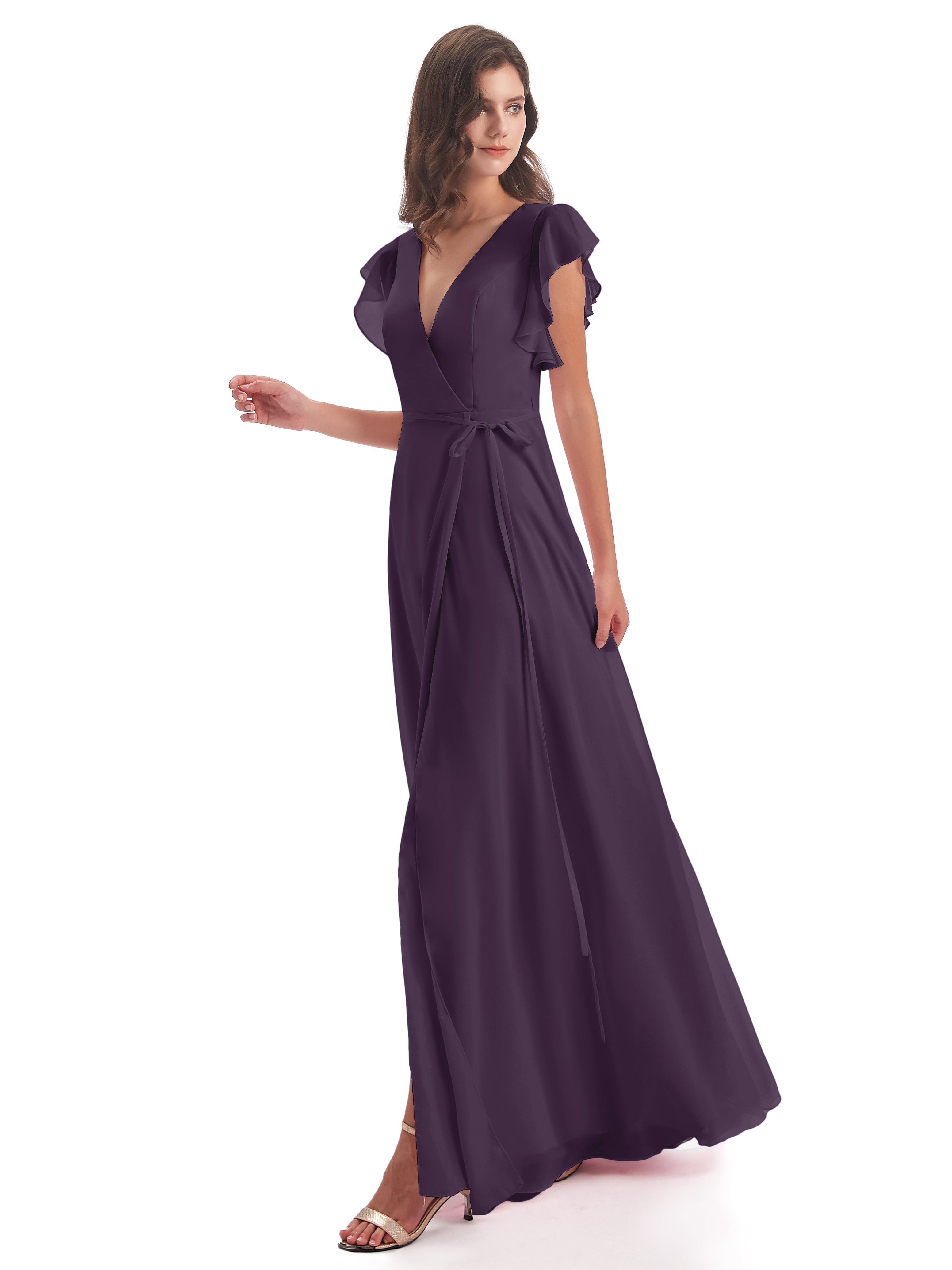 Robe Demoiselle D Honneur Plume Fendue Devant Col V Robes Demoiselle D'Honneur