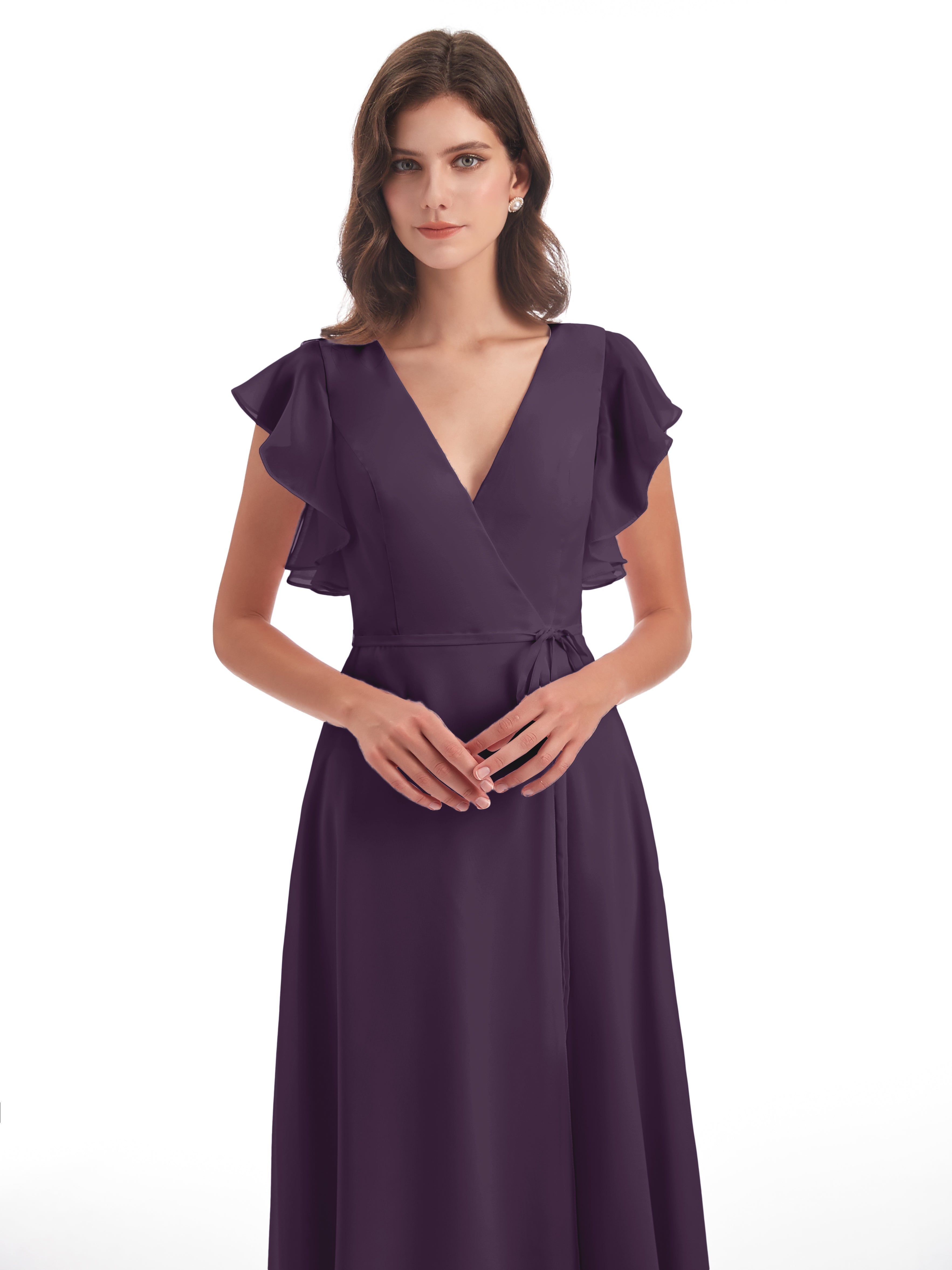 Robe Demoiselle D Honneur Plume Fendue Devant Col V Robes Demoiselle D'Honneur