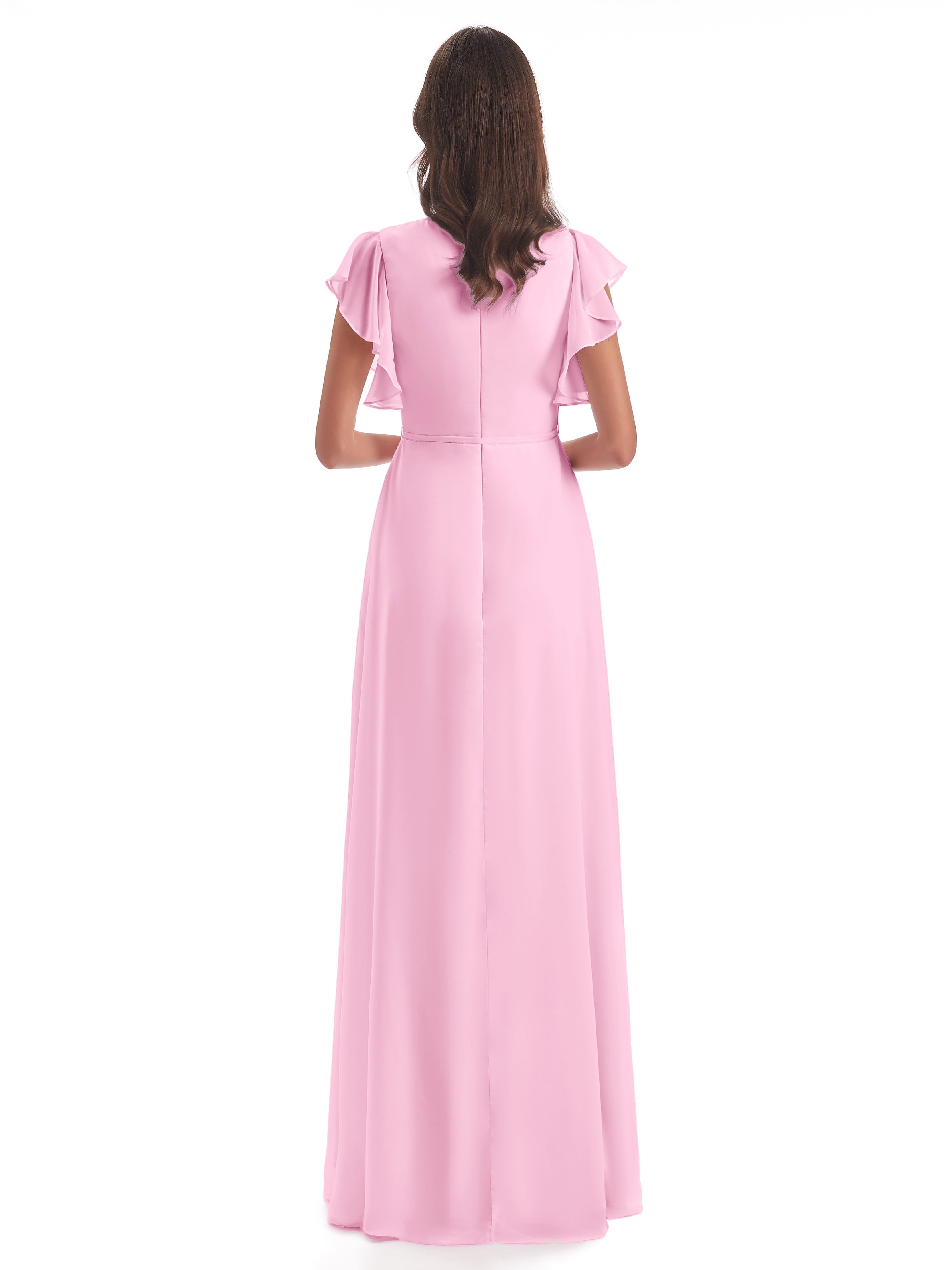 Robe Demoiselle D Honneur Rose Bonbon Fendue Devant Col V Robes Demoiselle D'Honneur