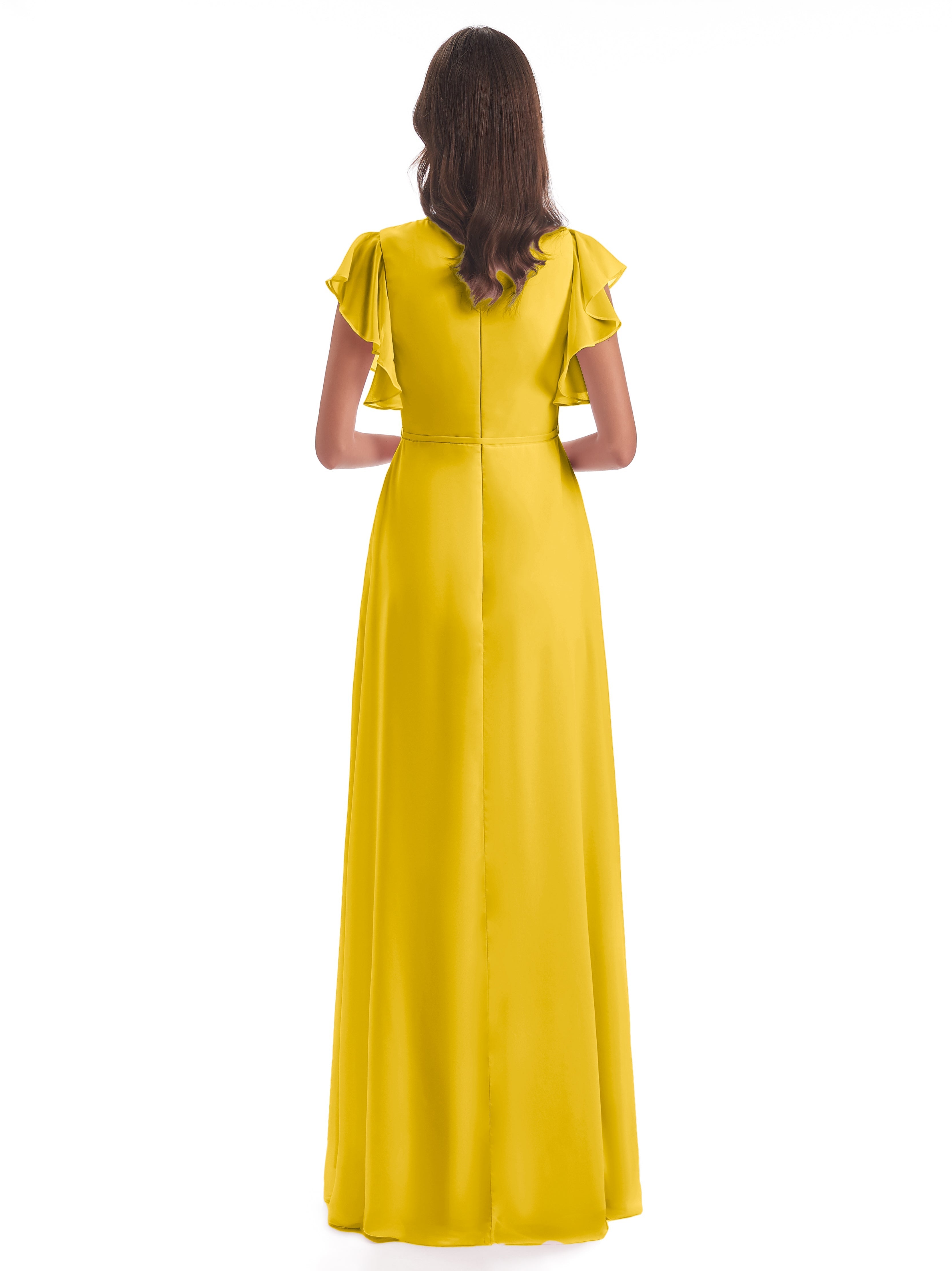 Robe De Demoiselle D'Honneur Souci Fendue Devant Col V Robes Demoiselle D'Honneur