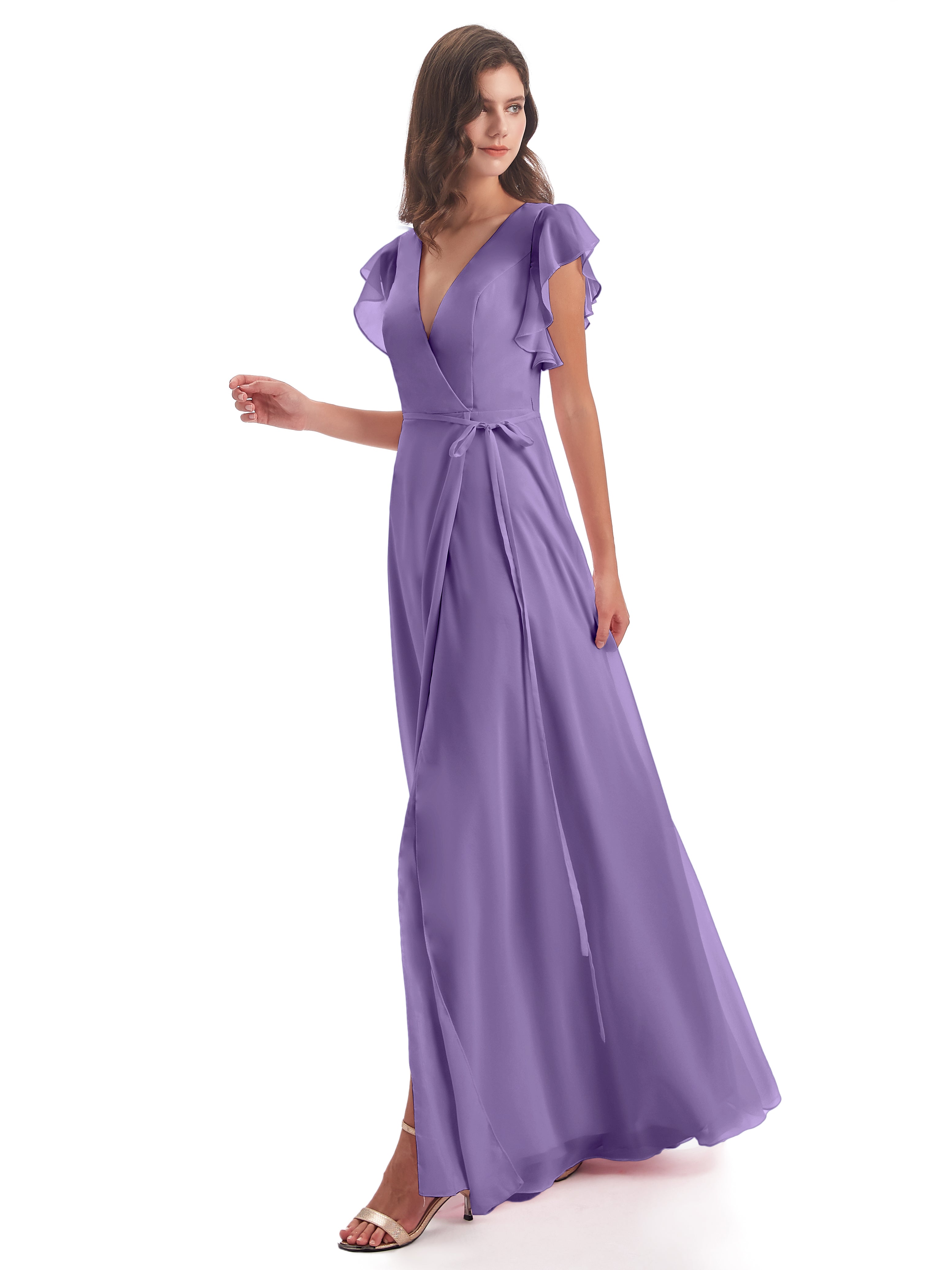 Robes De Demoiselle D'Honneur Tahiti Fendue Devant Col V Robes Demoiselle D'Honneur