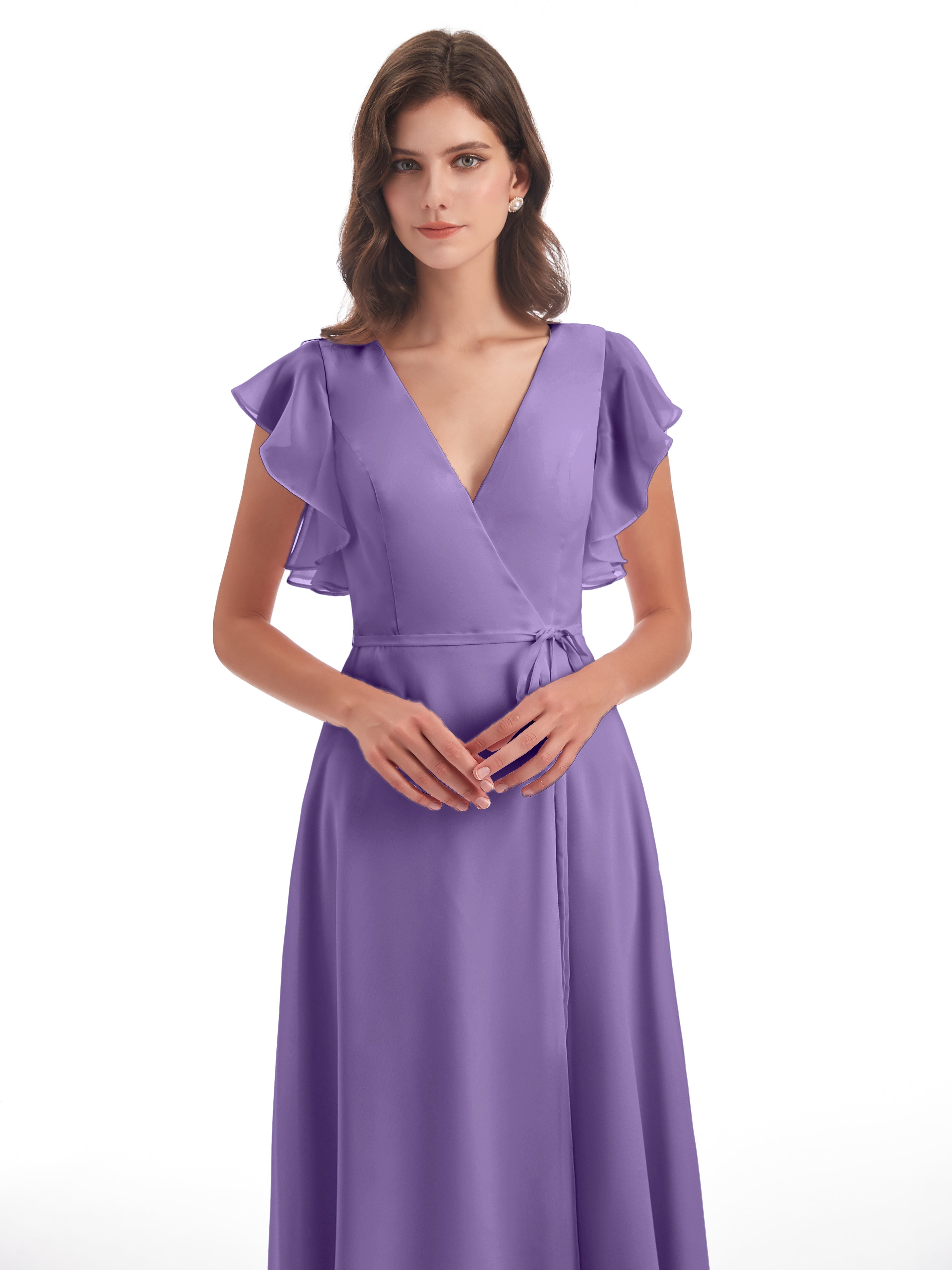 Robes De Demoiselle D'Honneur Tahiti Fendue Devant Col V Robes Demoiselle D'Honneur