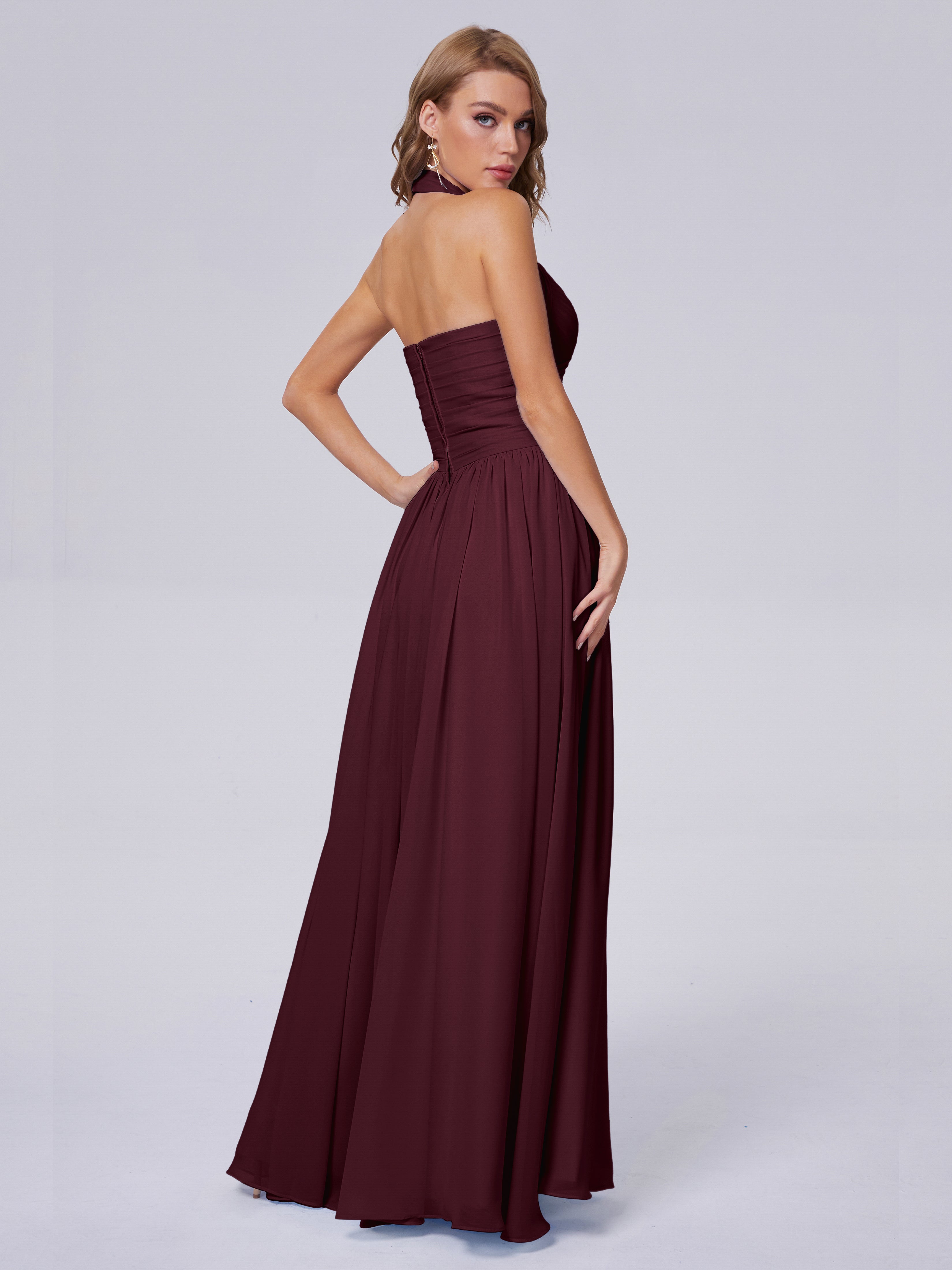 Robes De Demoiselle D'Honneur Cabernet Superbe Licou Mousseline Robes Demoiselle D'Honneur