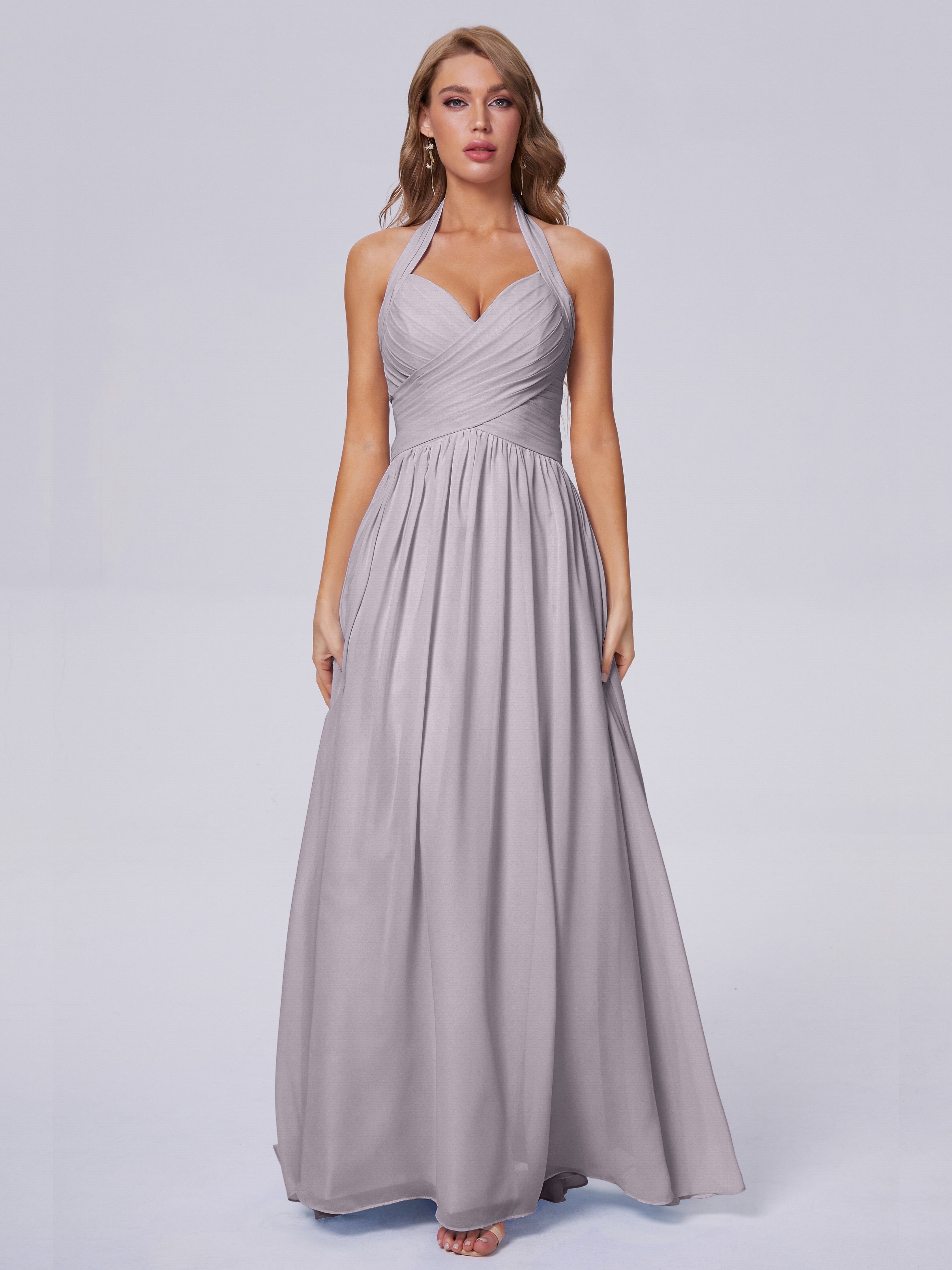 Robes De Demoiselle D'Honneur Couleur Crépuscule Superbe Licou Mousseline Robes Demoiselle D'Honneur