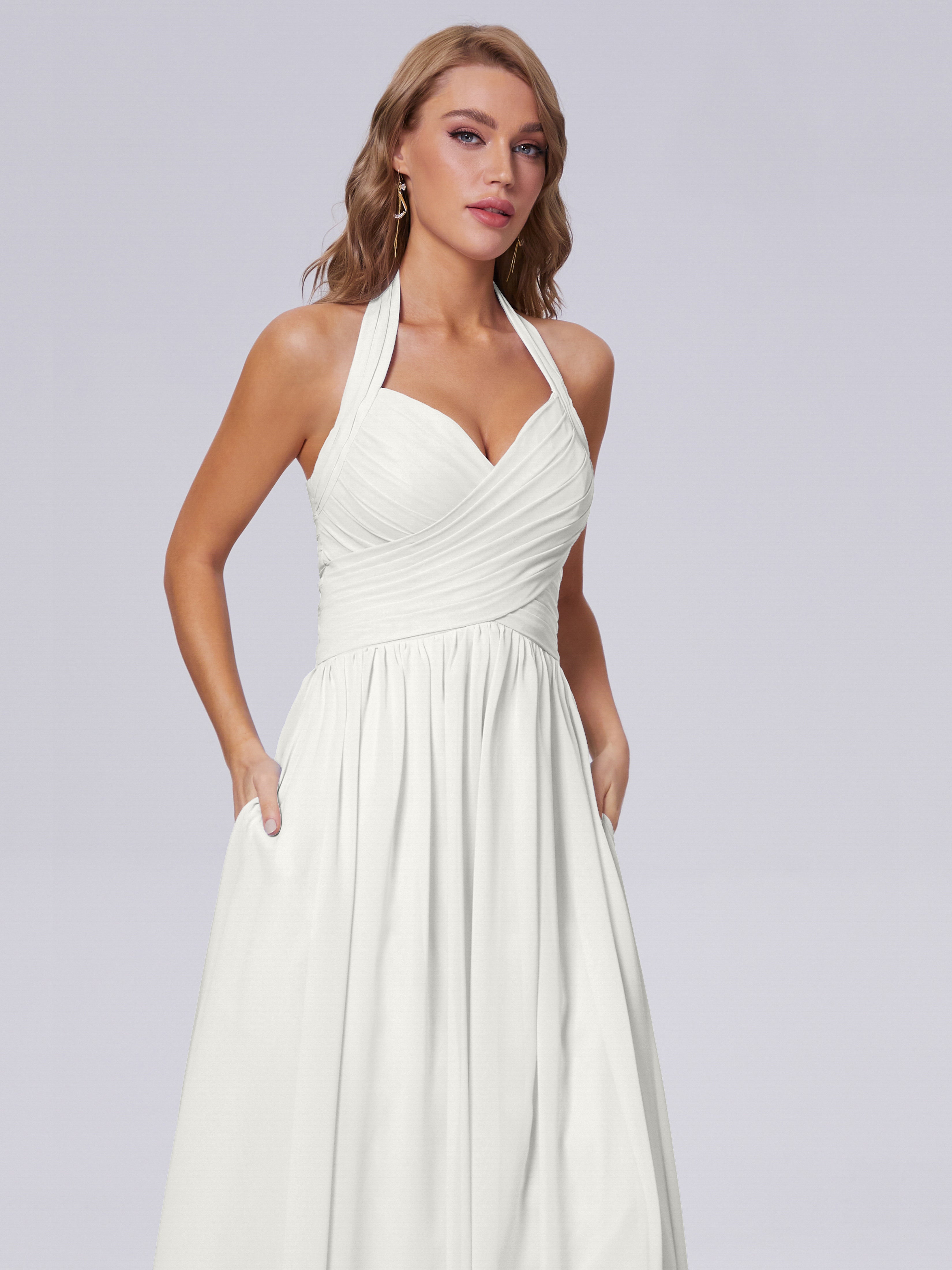 Robe De Demoiselle D Honneur Ivoire Superbe Licou Mousseline Robes Demoiselle D'Honneur