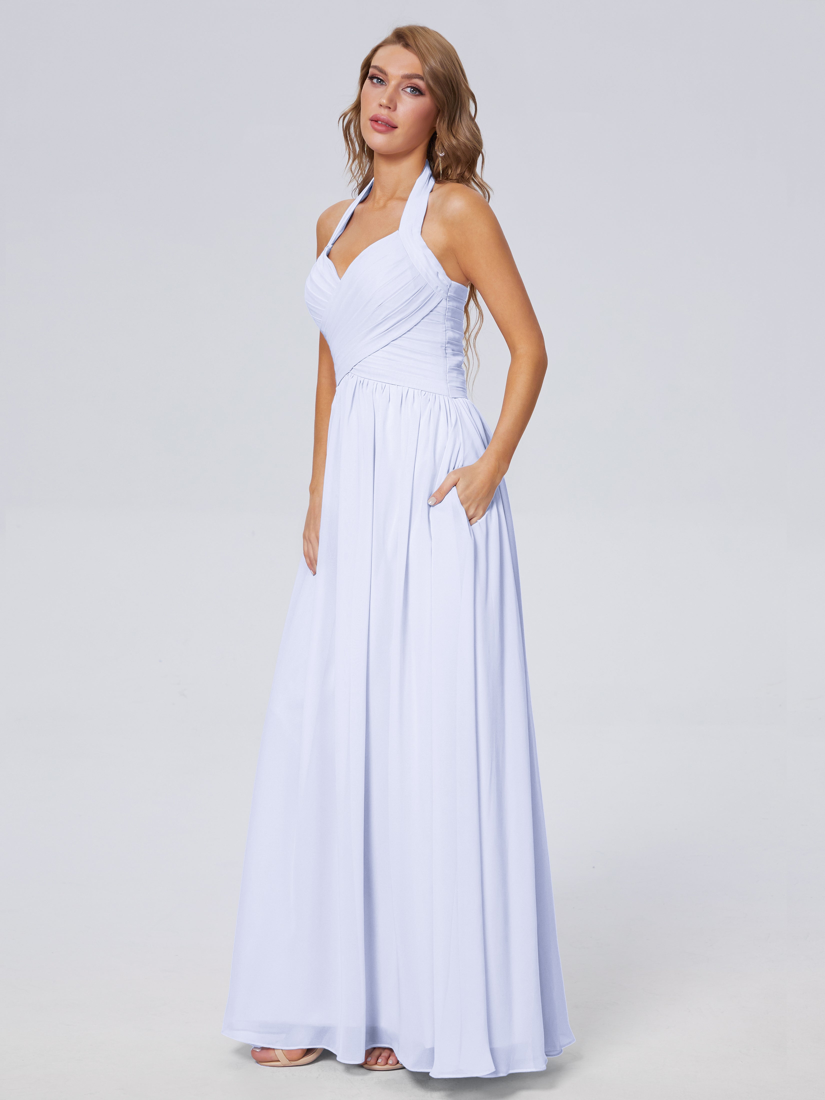 Robe Lavande Demoiselle D Honneur Superbe Licou Mousseline Robes Demoiselle D'Honneur