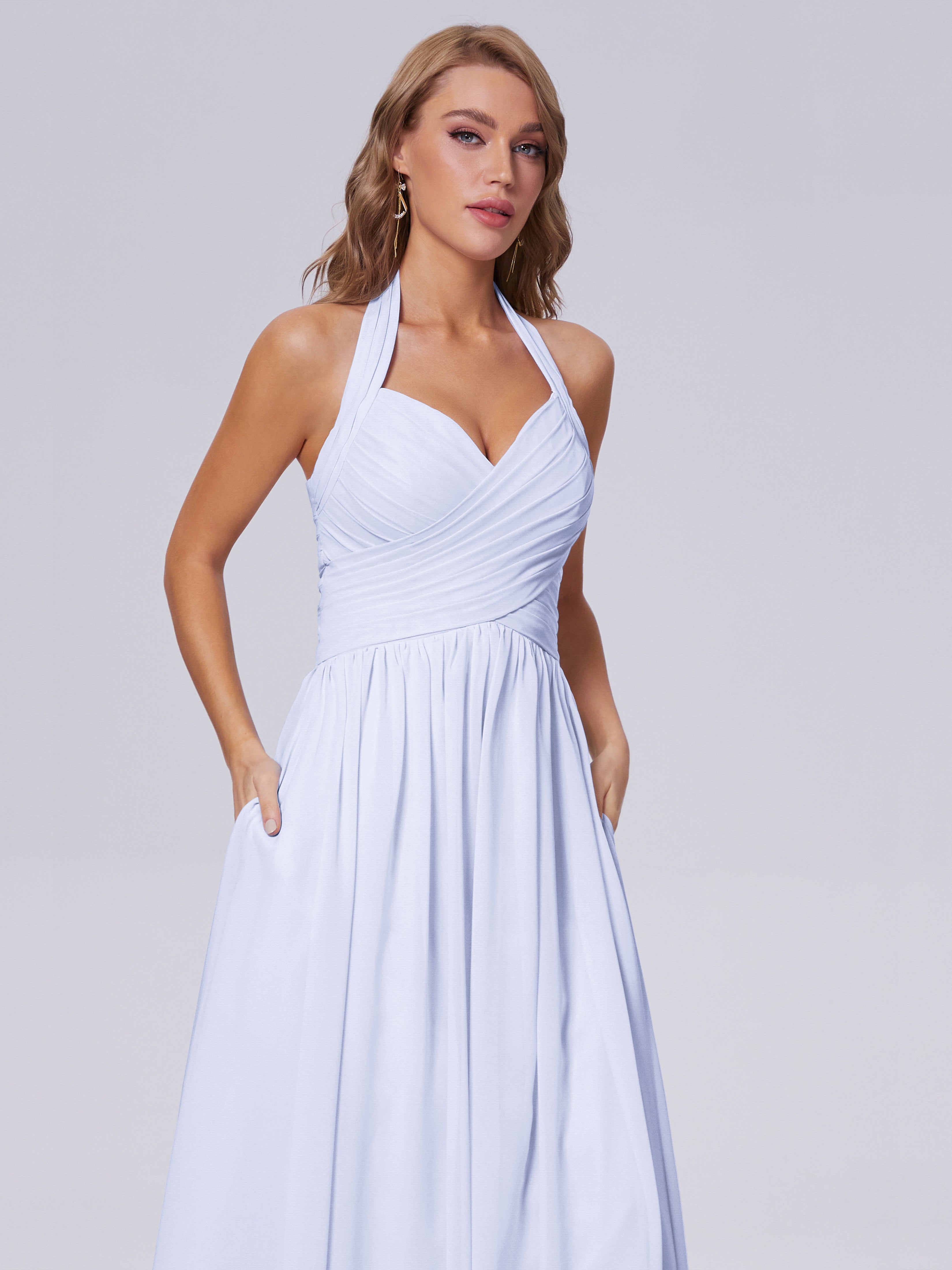 Robe Lavande Demoiselle D Honneur Superbe Licou Mousseline Robes Demoiselle D'Honneur