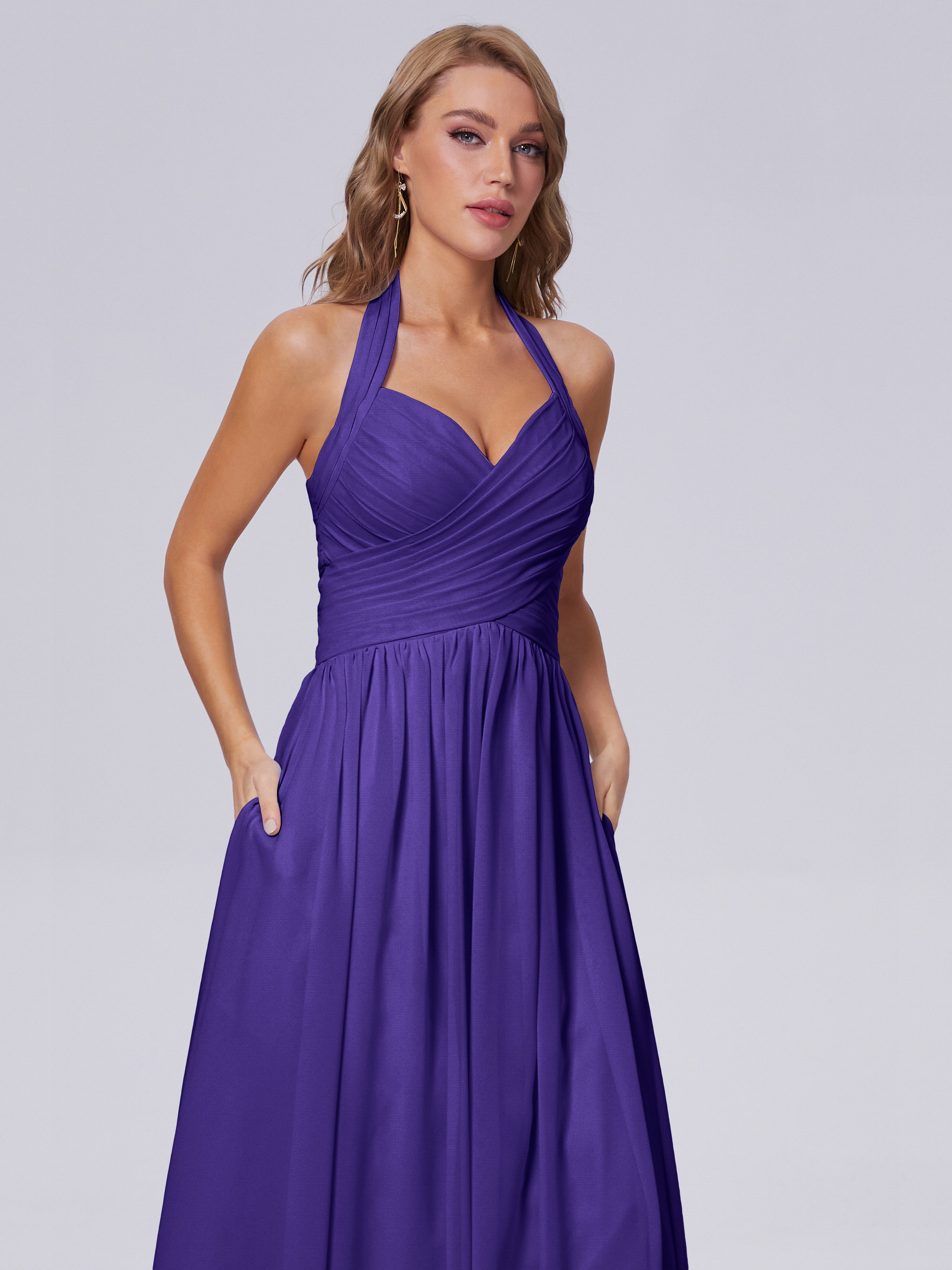 Robes De Demoiselle D'Honneur En Régence Superbe Licou Mousseline Robes Demoiselle D'Honneur