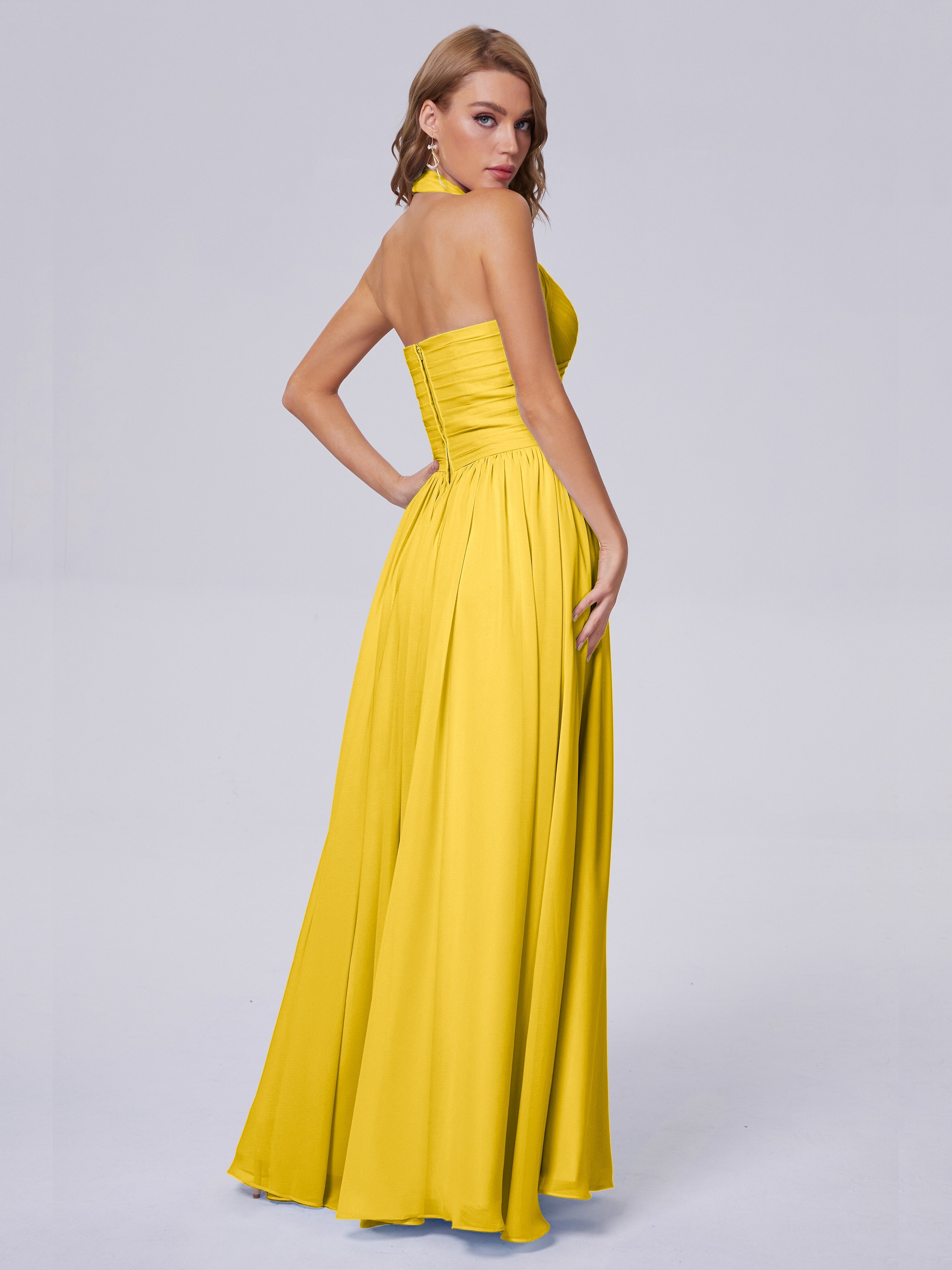 Robe De Demoiselle D'Honneur Souci Superbe Licou Mousseline Robes Demoiselle D'Honneur