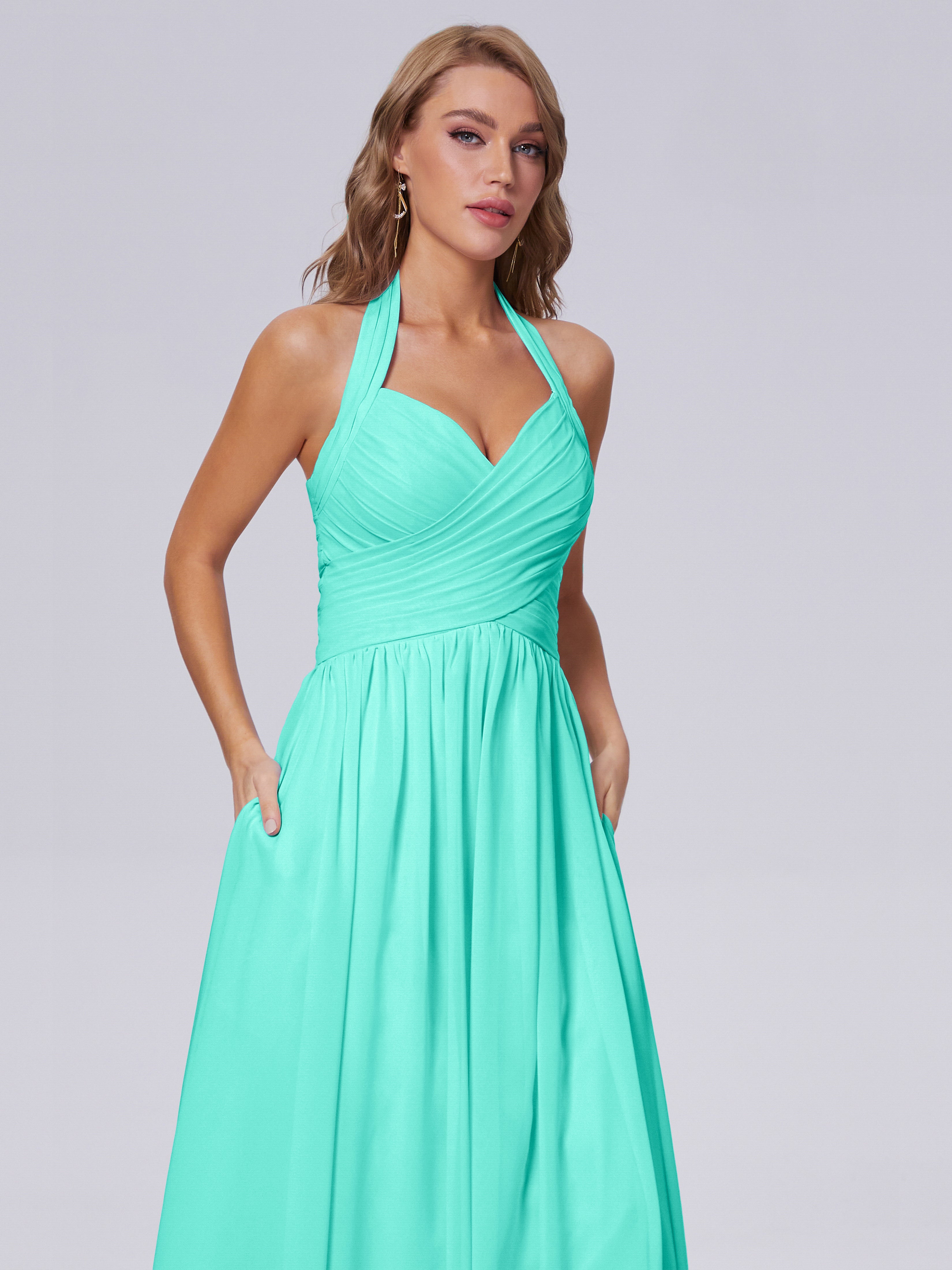 Robes De Demoiselle D'Honneur Spa Superbe Licou Mousseline Robes Demoiselle D'Honneur