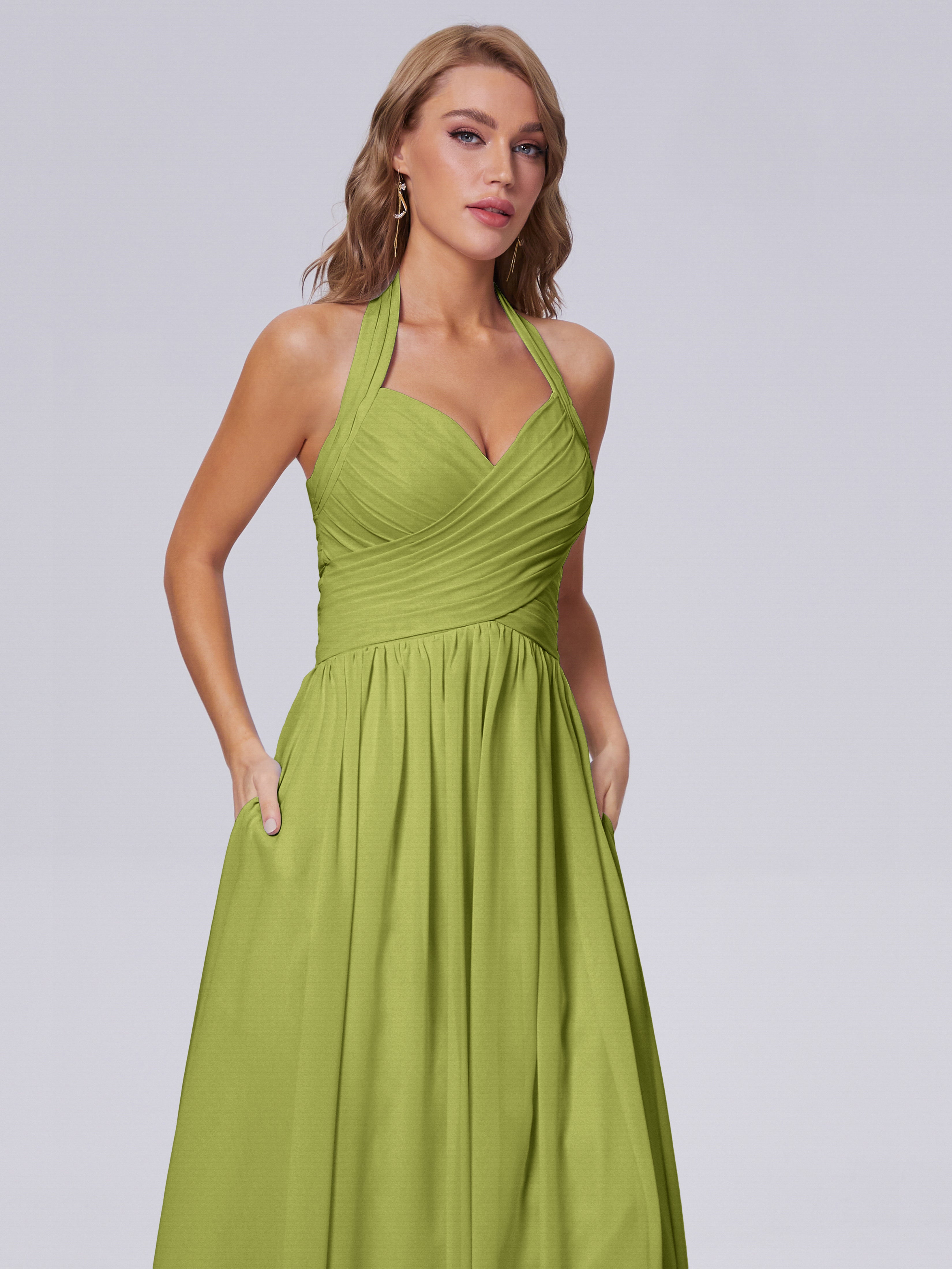 Robes De Demoiselle D'Honneur Trèfle Superbe Licou Mousseline Robes Demoiselle D'Honneur