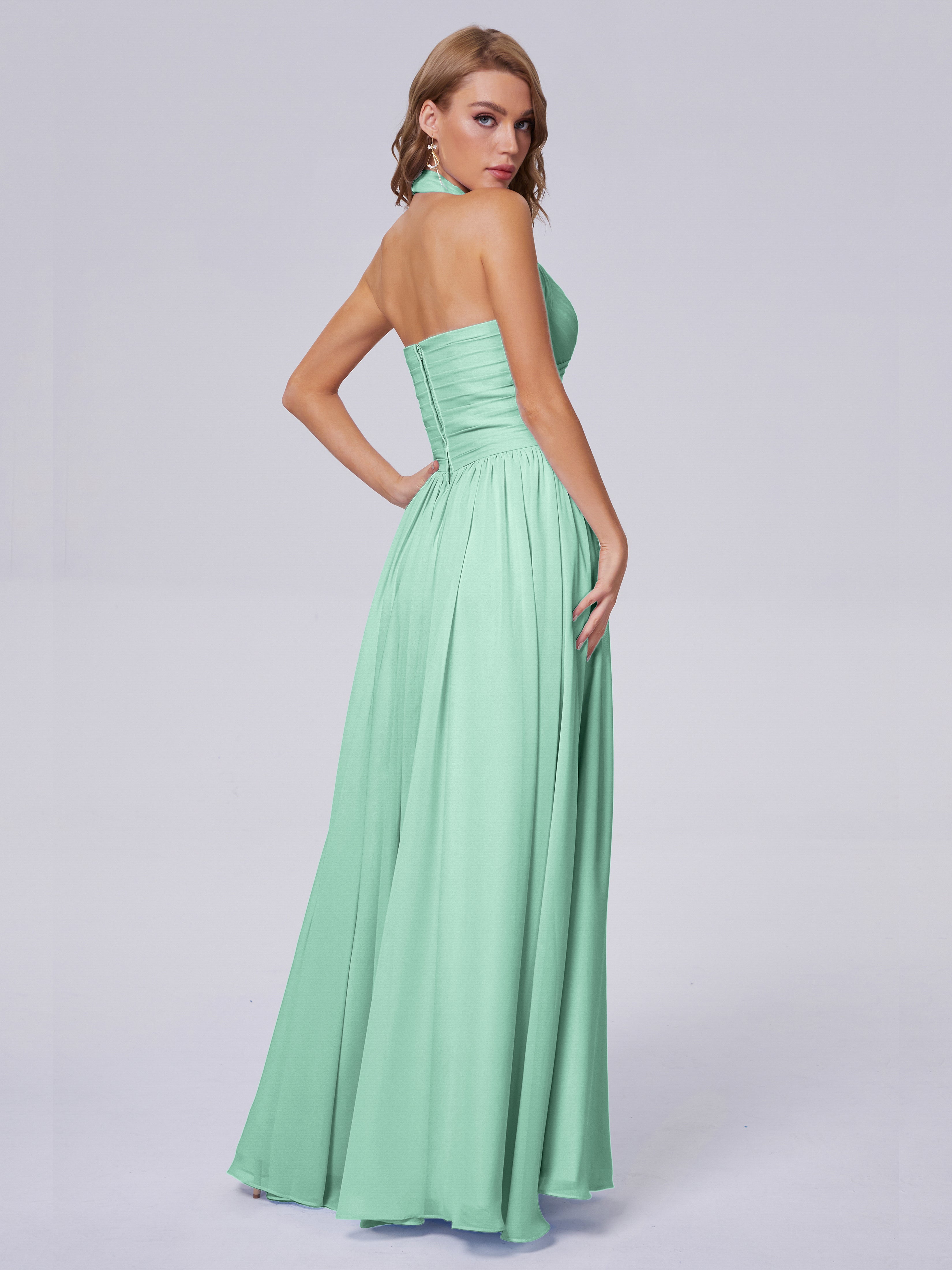 Robe Demoiselle D Honneur Menthe Superbe Licou Mousseline Robes Demoiselle D'Honneur