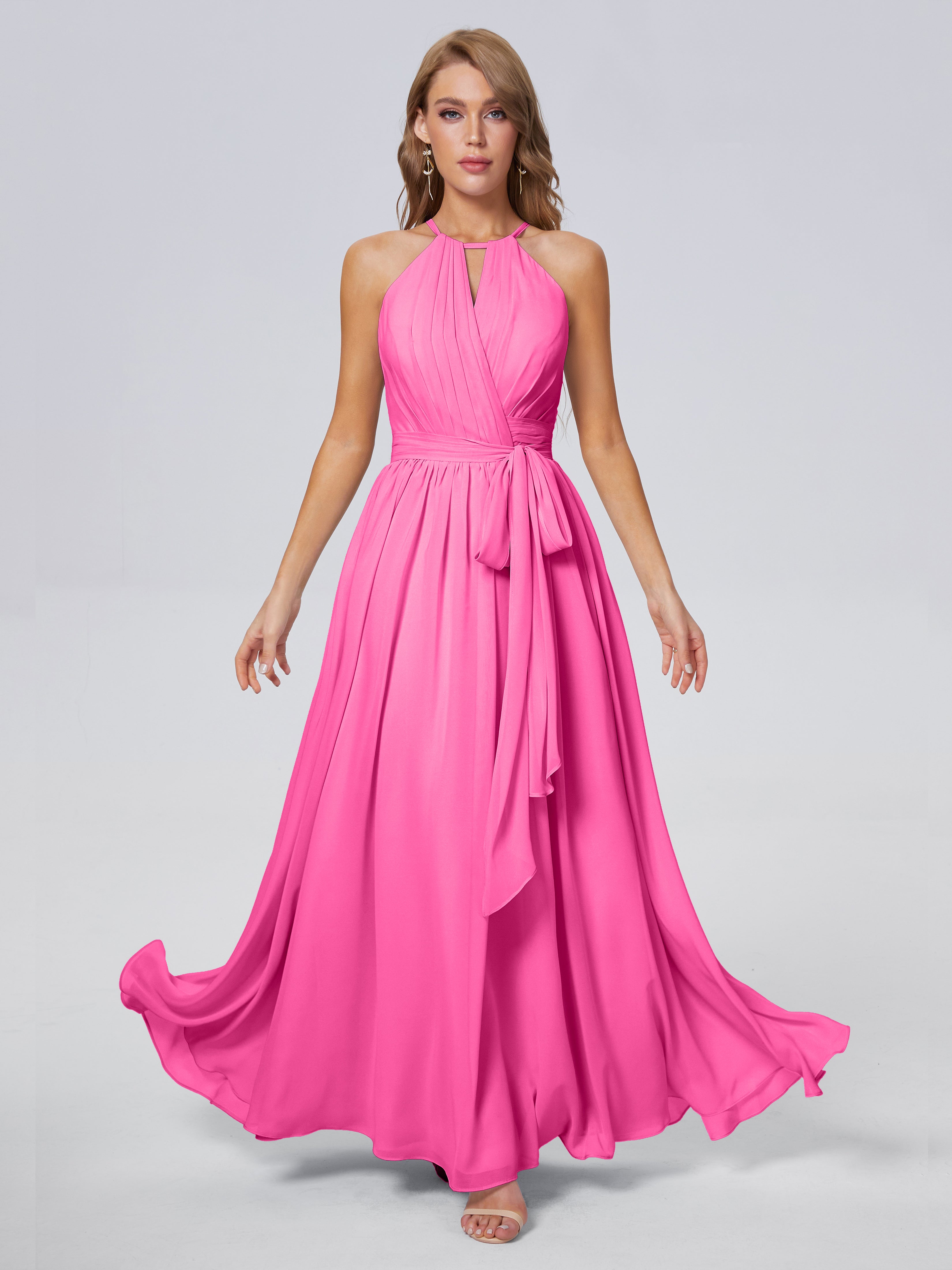 Robe Demoiselle D Honneur Azalée Brillante Licou Mousseline Robes Demoiselle D'Honneur