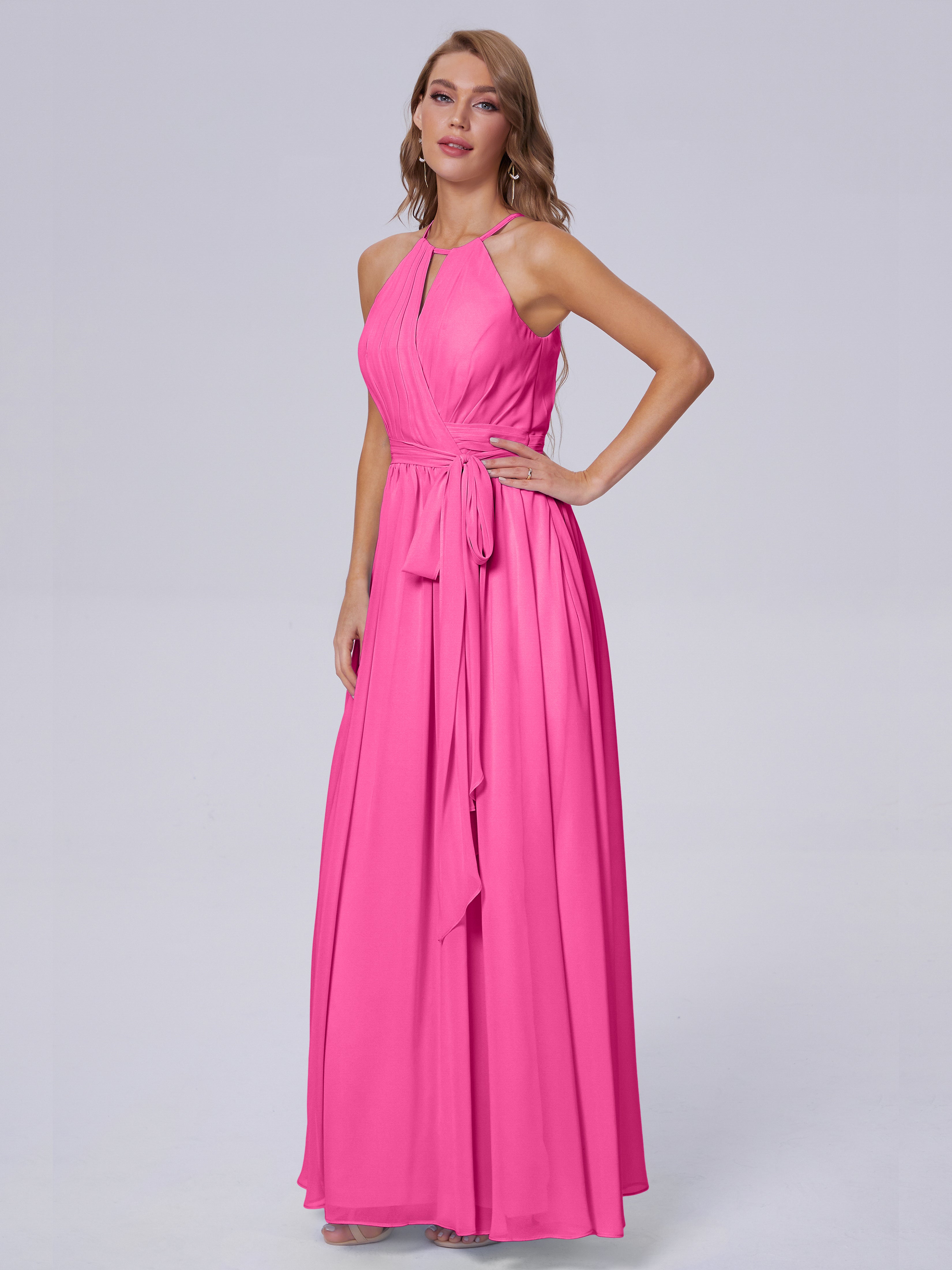 Robe Demoiselle D Honneur Azalée Brillante Licou Mousseline Robes Demoiselle D'Honneur