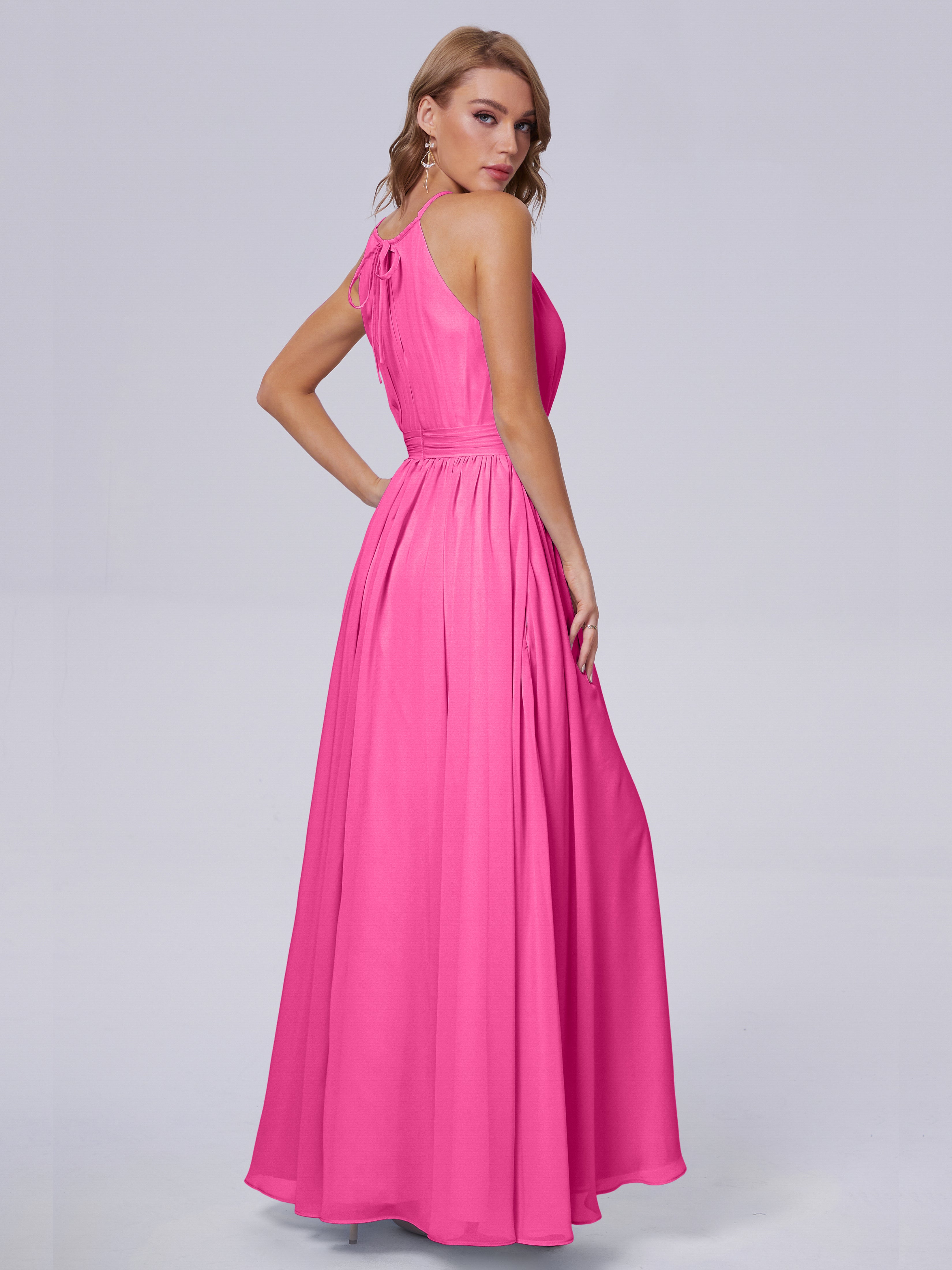Robe Demoiselle D Honneur Azalée Brillante Licou Mousseline Robes Demoiselle D'Honneur