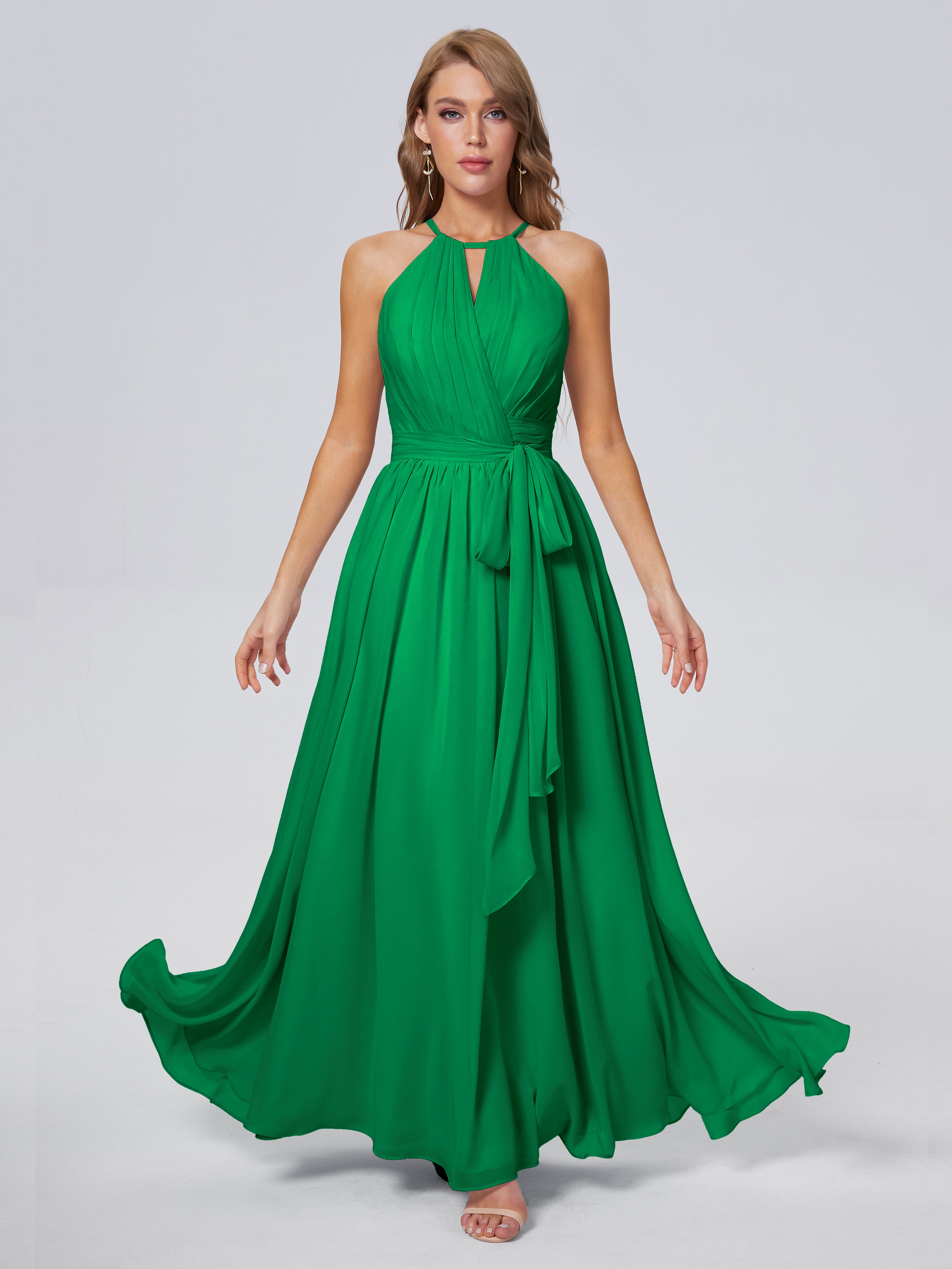 Robe Demoiselle D Honneur Emeraude Brillante Licou Mousseline Robes Demoiselle D'Honneur