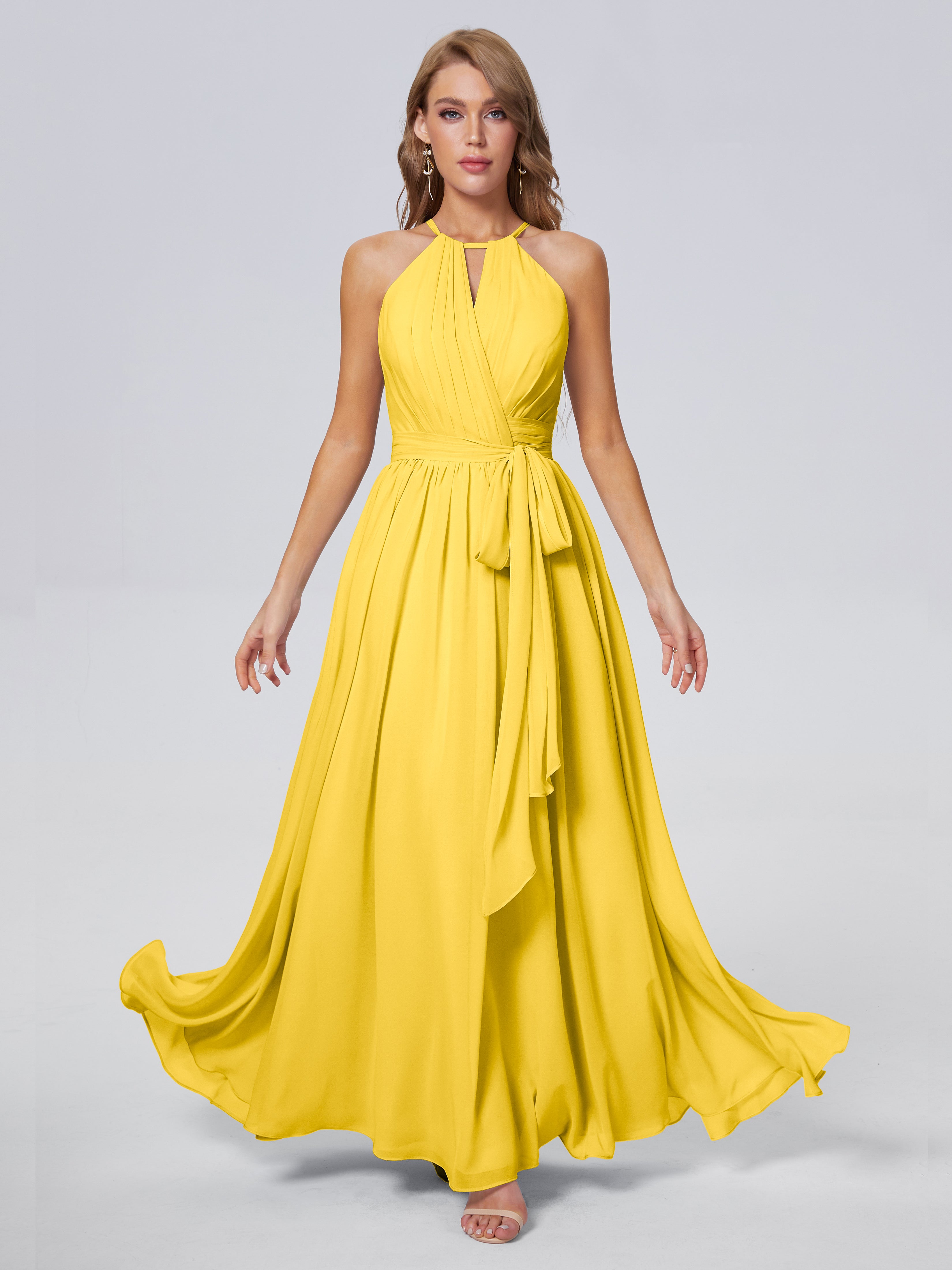 Robe De Demoiselle D'Honneur Souci Brillante Licou Mousseline Robes Demoiselle D'Honneur