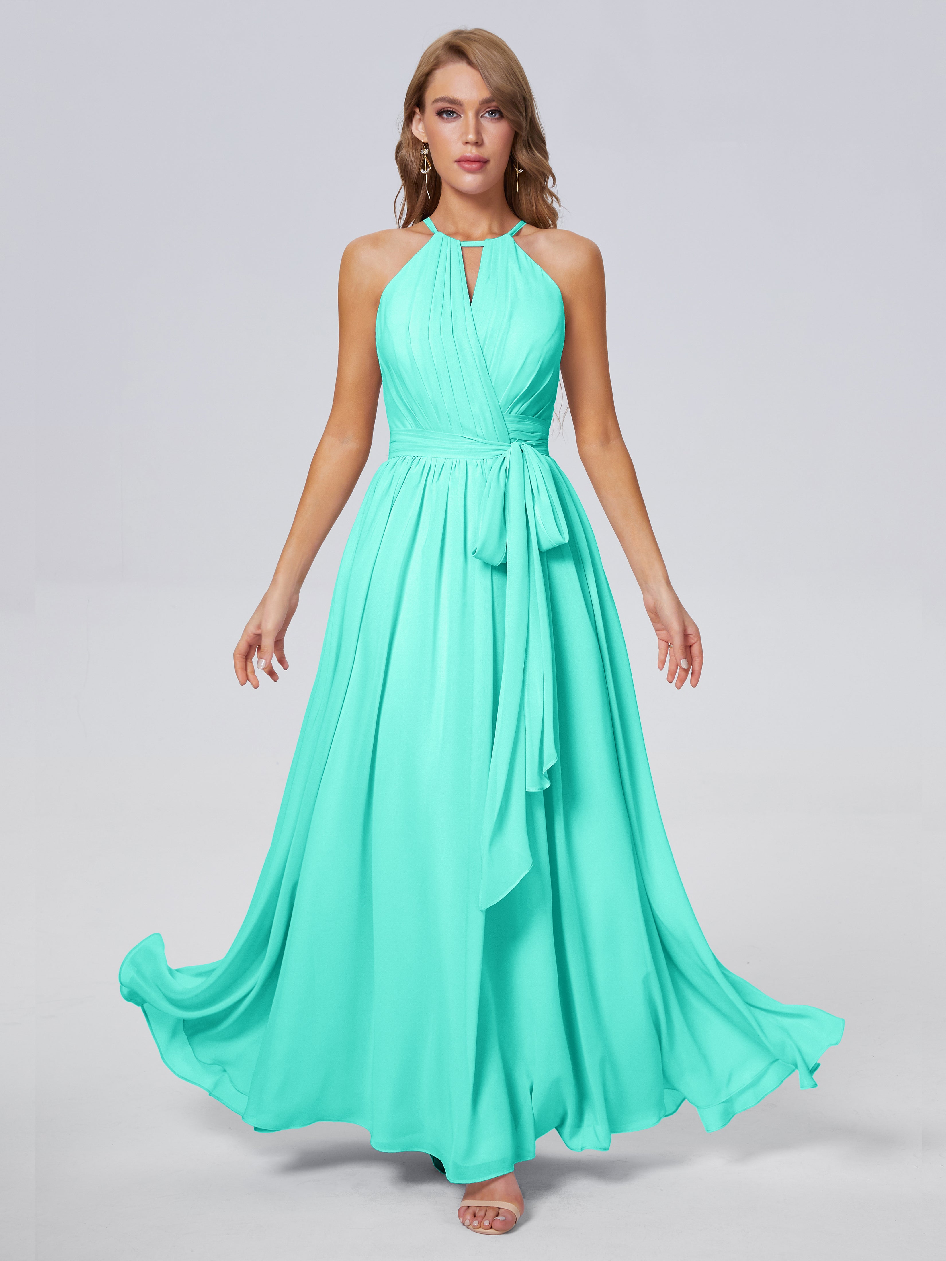 Robes De Demoiselle D'Honneur Spa Brillante Licou Mousseline Robes Demoiselle D'Honneur