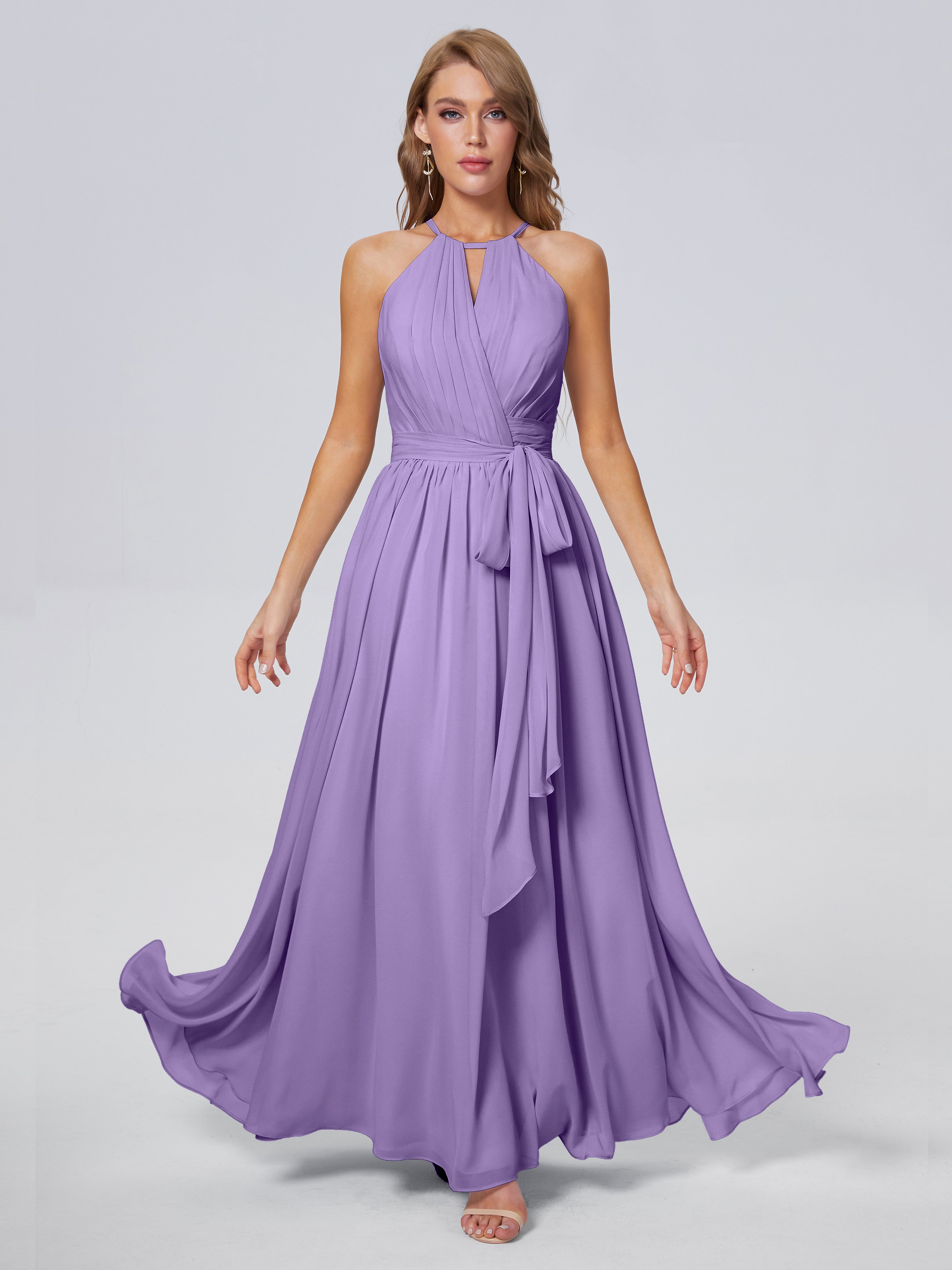 Robes De Demoiselle D'Honneur Tahiti Brillante Licou Mousseline Robes Demoiselle D'Honneur