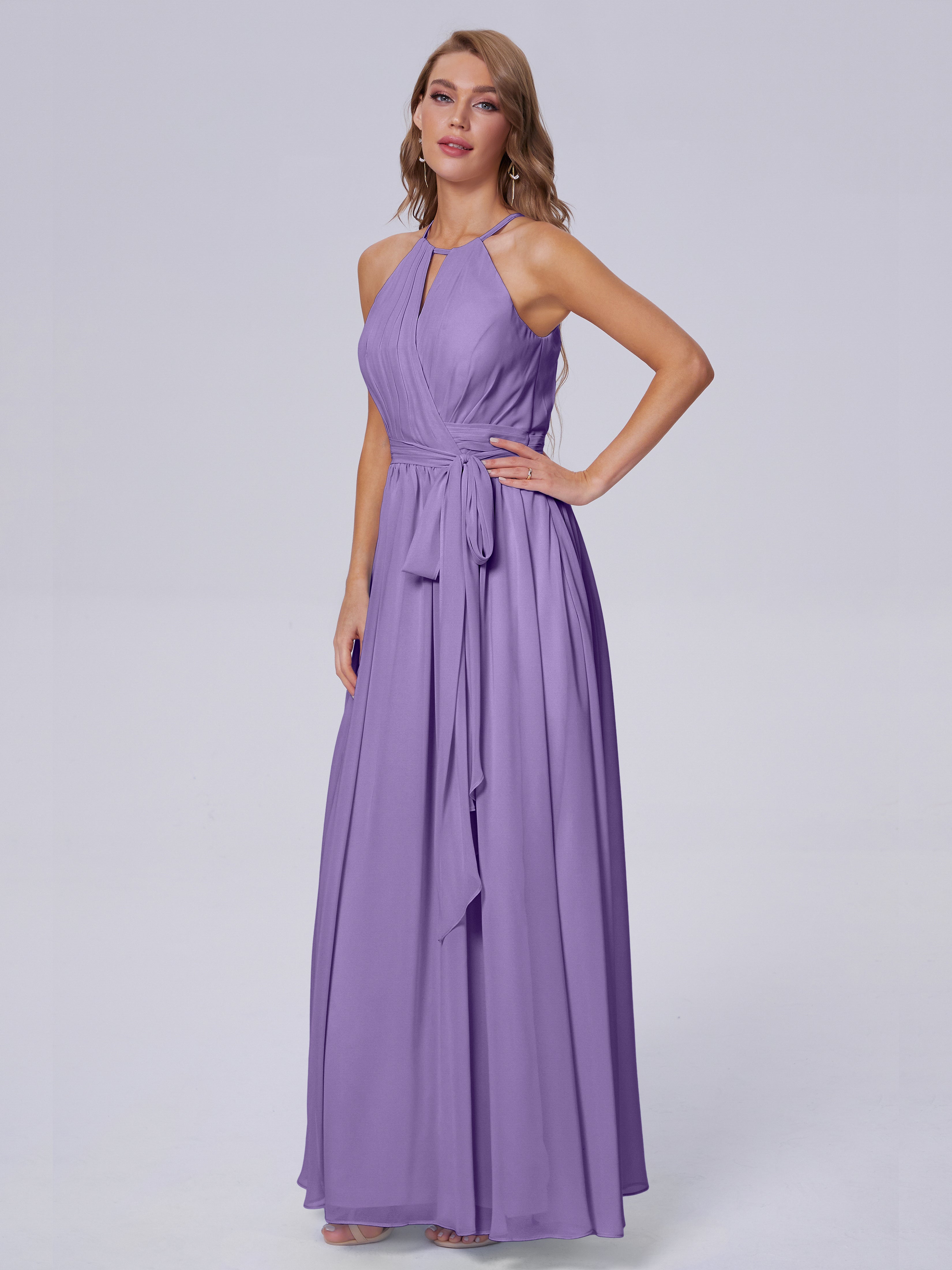 Robes De Demoiselle D'Honneur Tahiti Brillante Licou Mousseline Robes Demoiselle D'Honneur