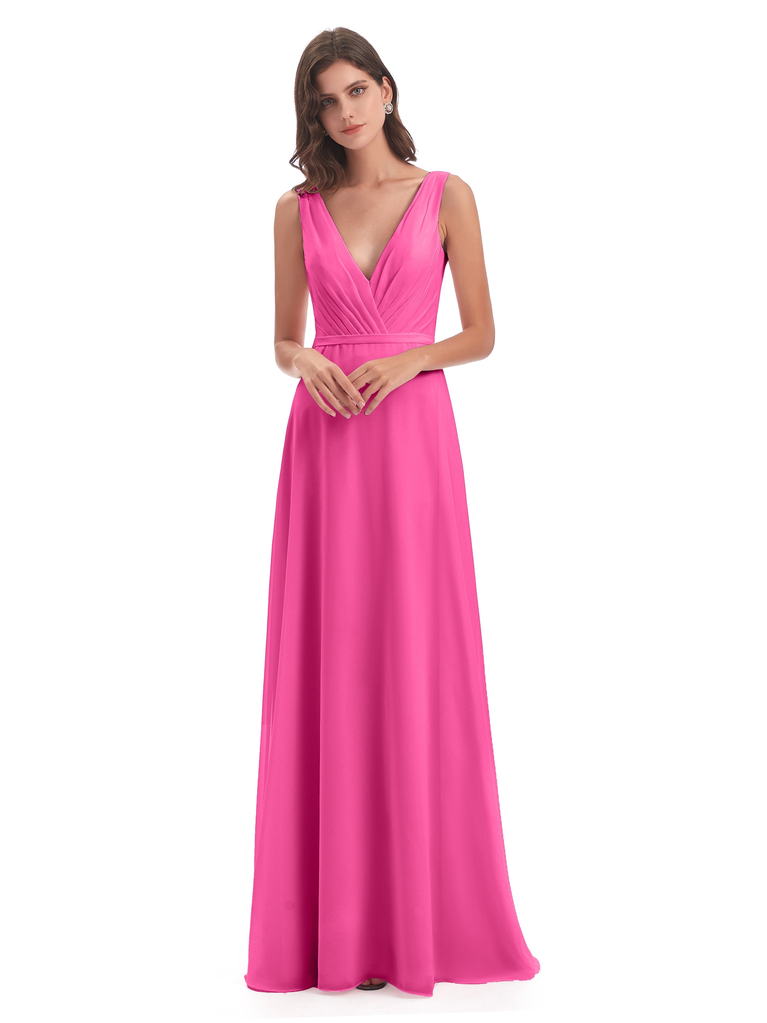 Robe Demoiselle D Honneur Azalée Col V Mousseline Longue Robes Demoiselle D'Honneur