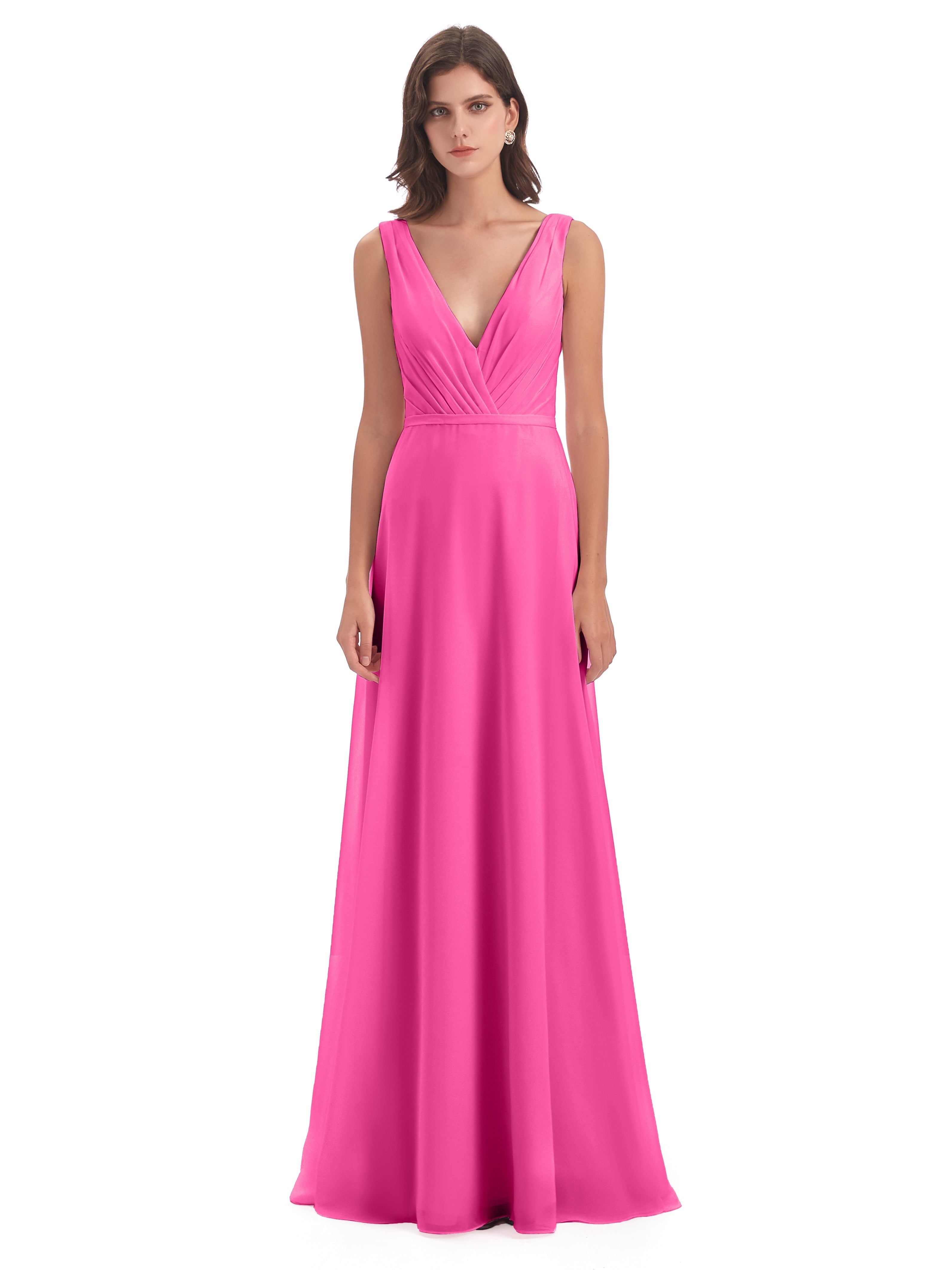 Robe Demoiselle D Honneur Azalée Col V Mousseline Longue Robes Demoiselle D'Honneur