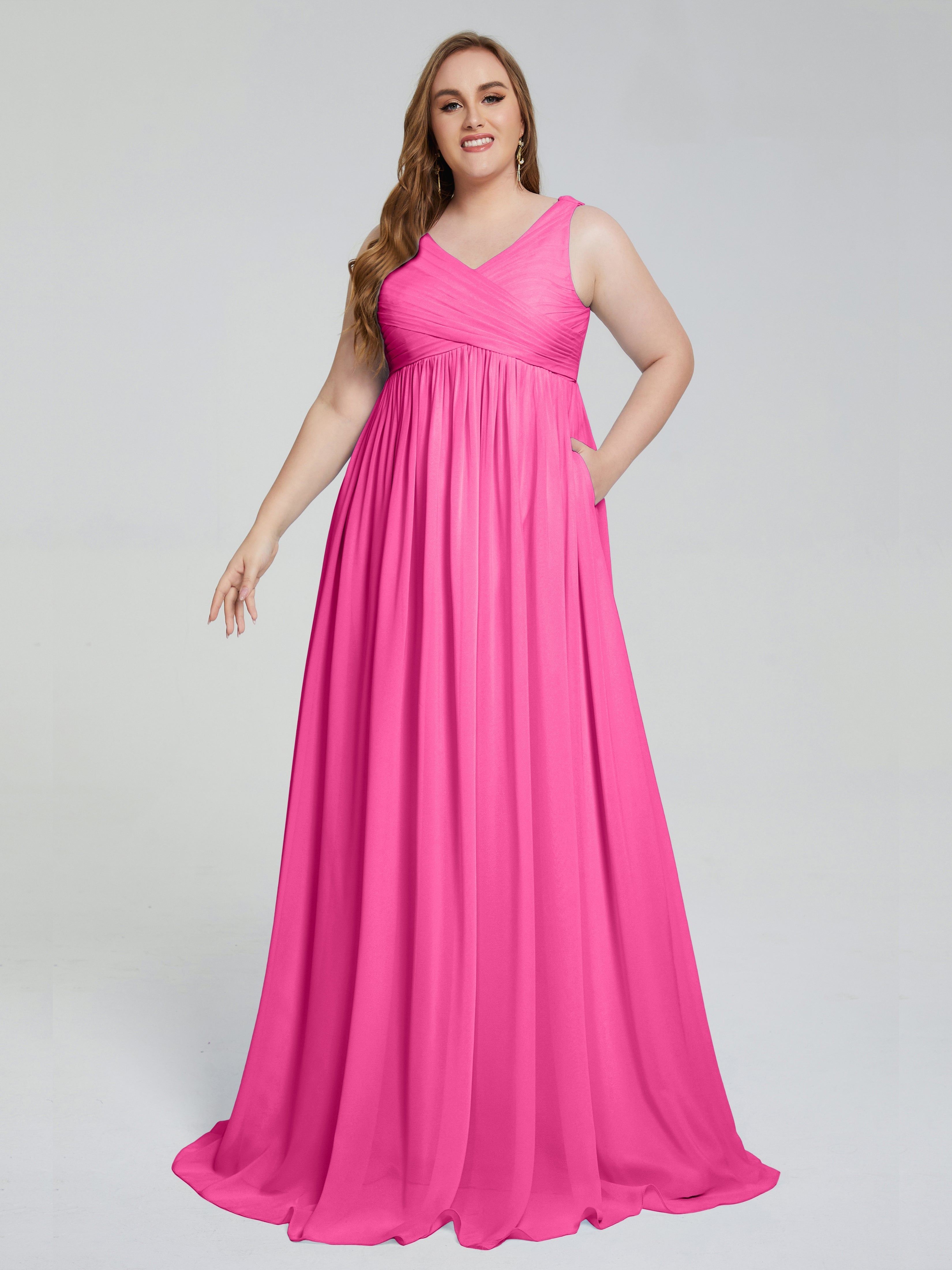 Robe Demoiselle D Honneur Azalée Bretelles Col V Mousseline Robes Demoiselle D'Honneur Grande Taille