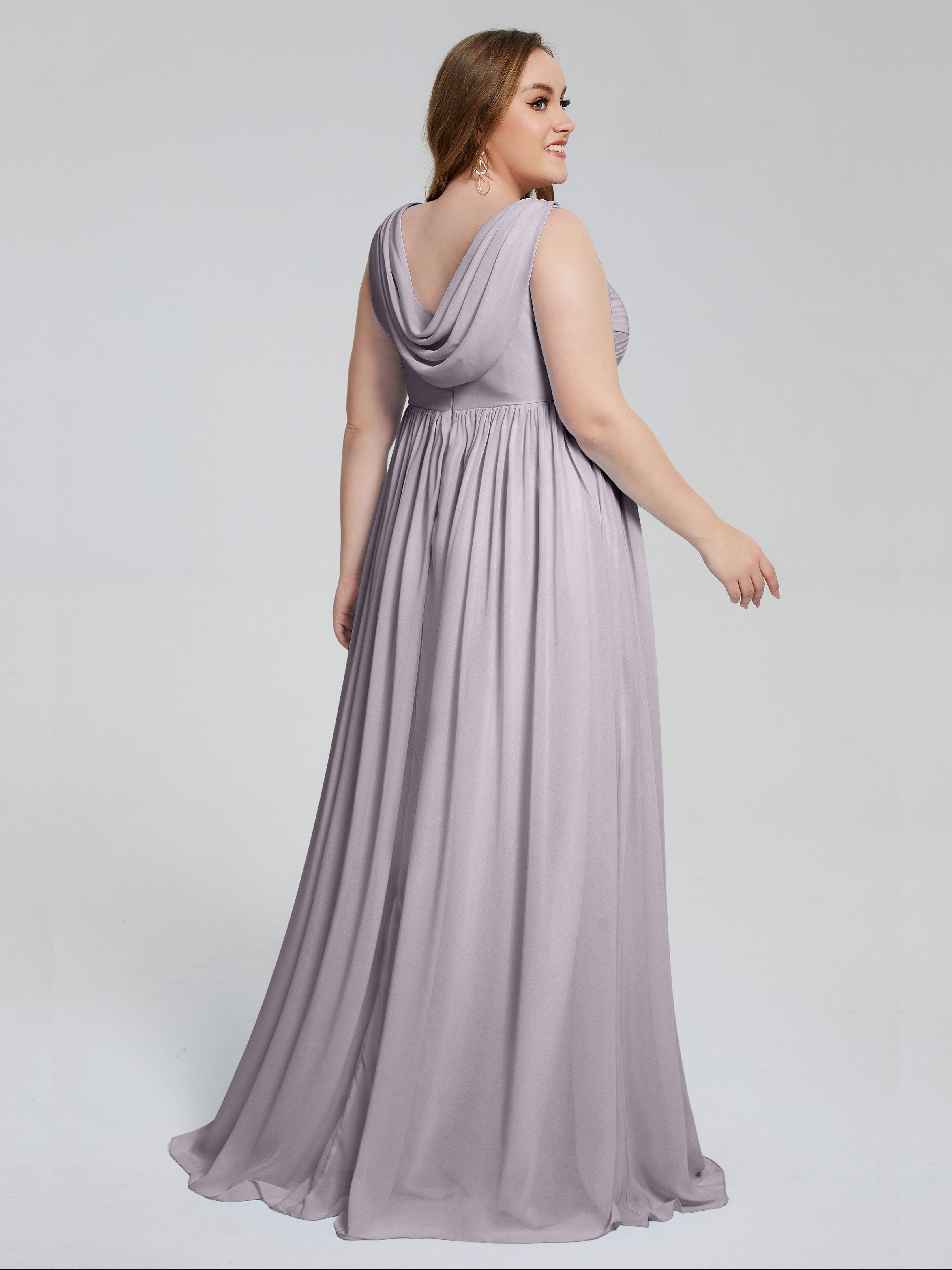 Robes De Demoiselle D'Honneur Crépuscule Bretelles Col V Mousseline Robes Demoiselle D'Honneur Grande Taille