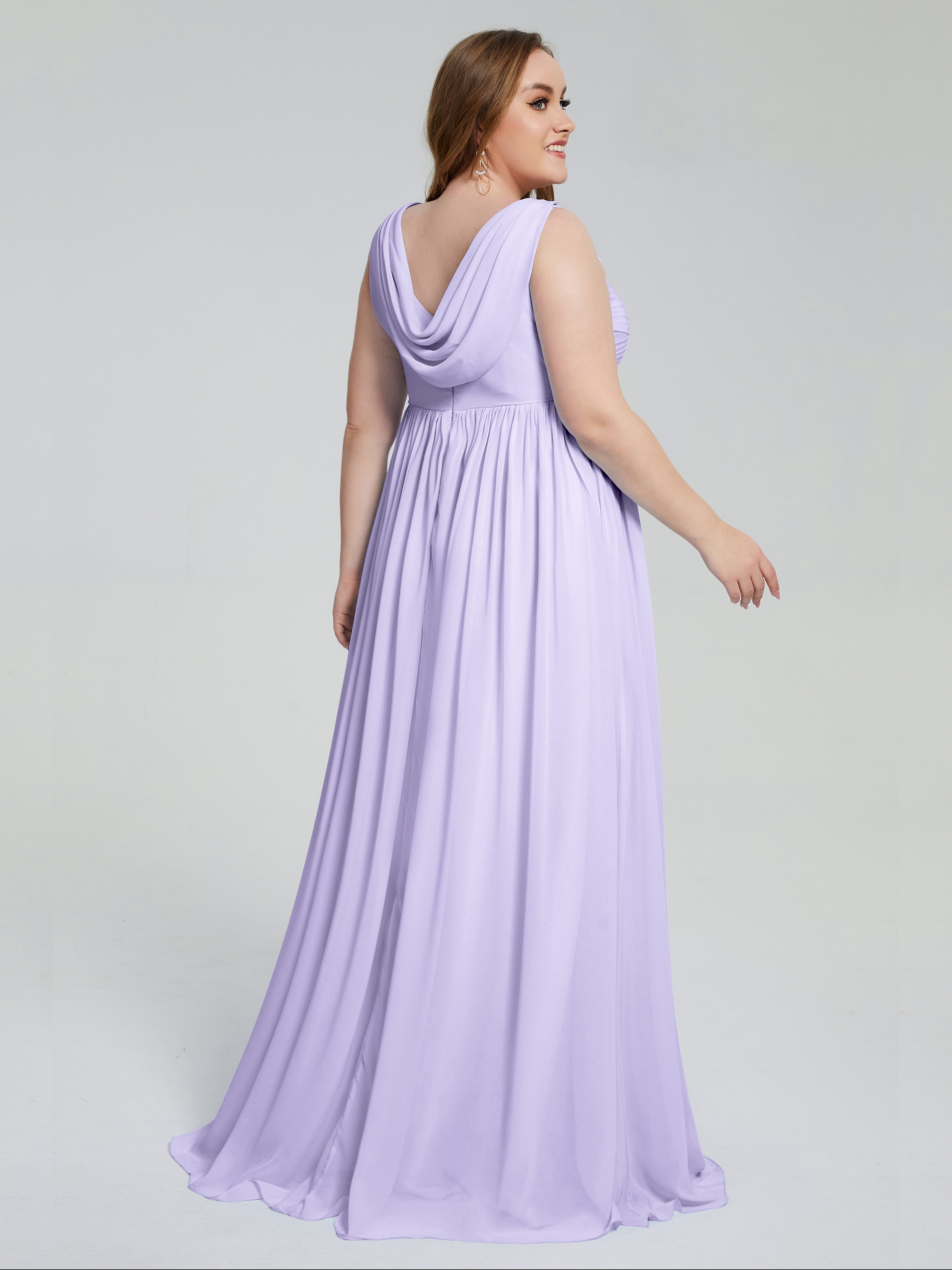 Demoiselle D Honneur Lilas Bretelles Col V Mousseline Robes Demoiselle D'Honneur Grande Taille