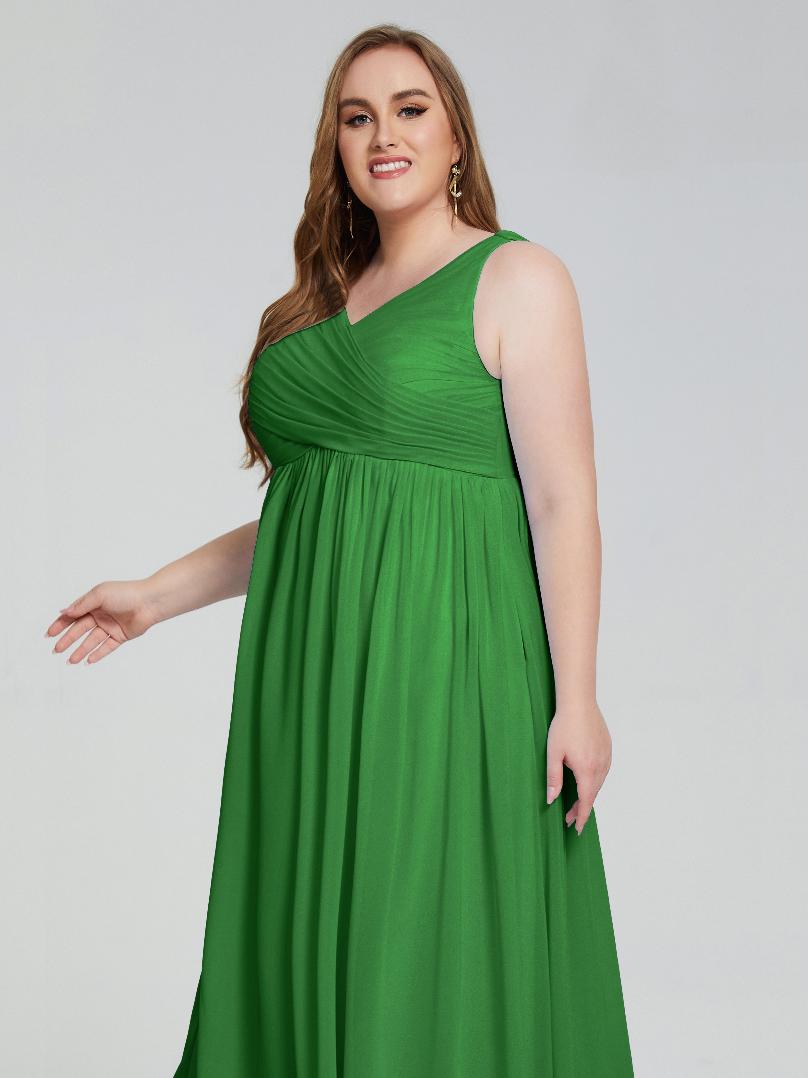 Robe Demoiselle Dhonneur Verte Bretelles Col V Mousseline Robes Demoiselle D'Honneur Grande Taille