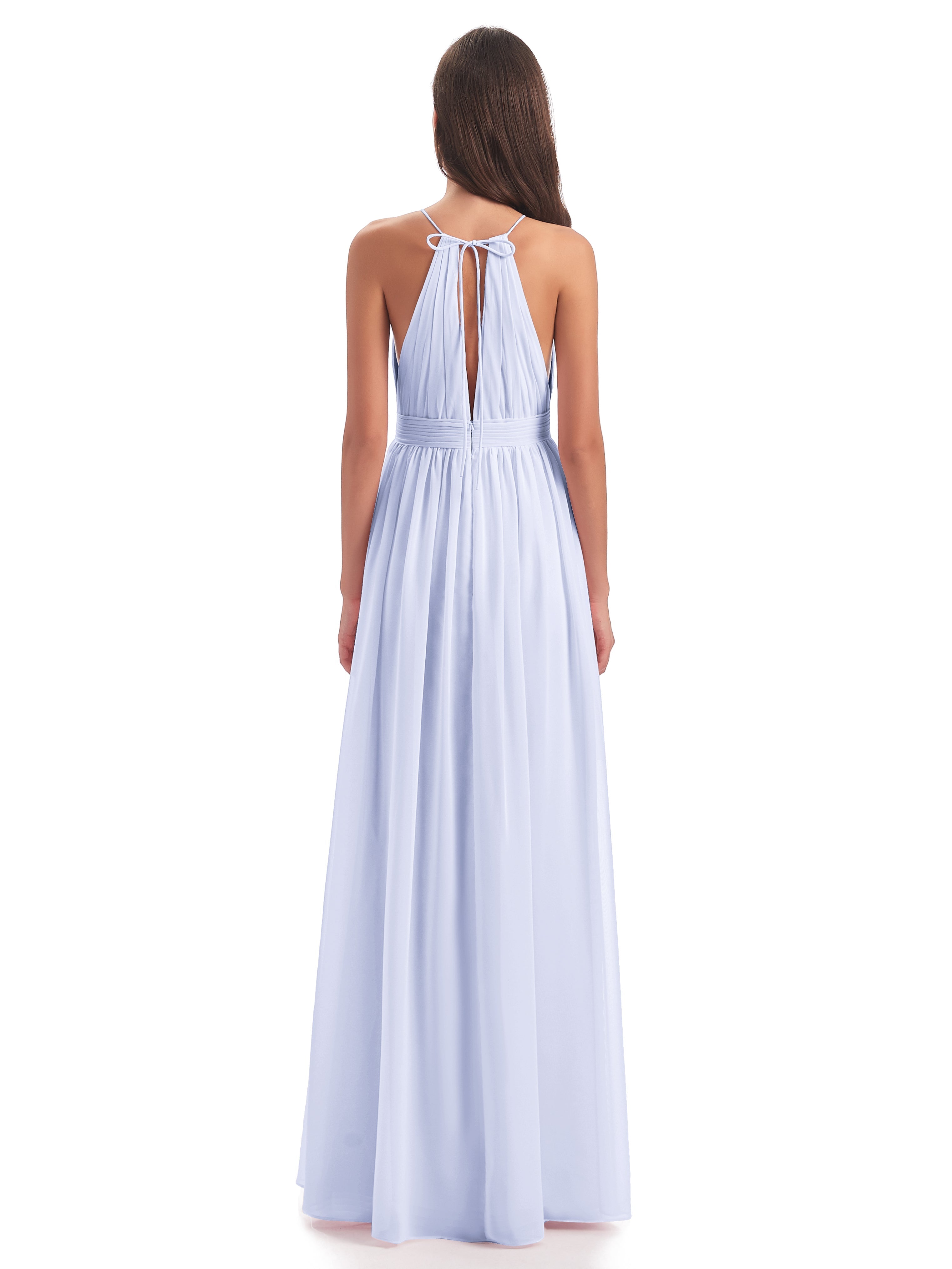 Robe Demoiselle D Honneur Couleur Lavande Fendue Devant Licou Mousseline Robes Demoiselle D'Honneur