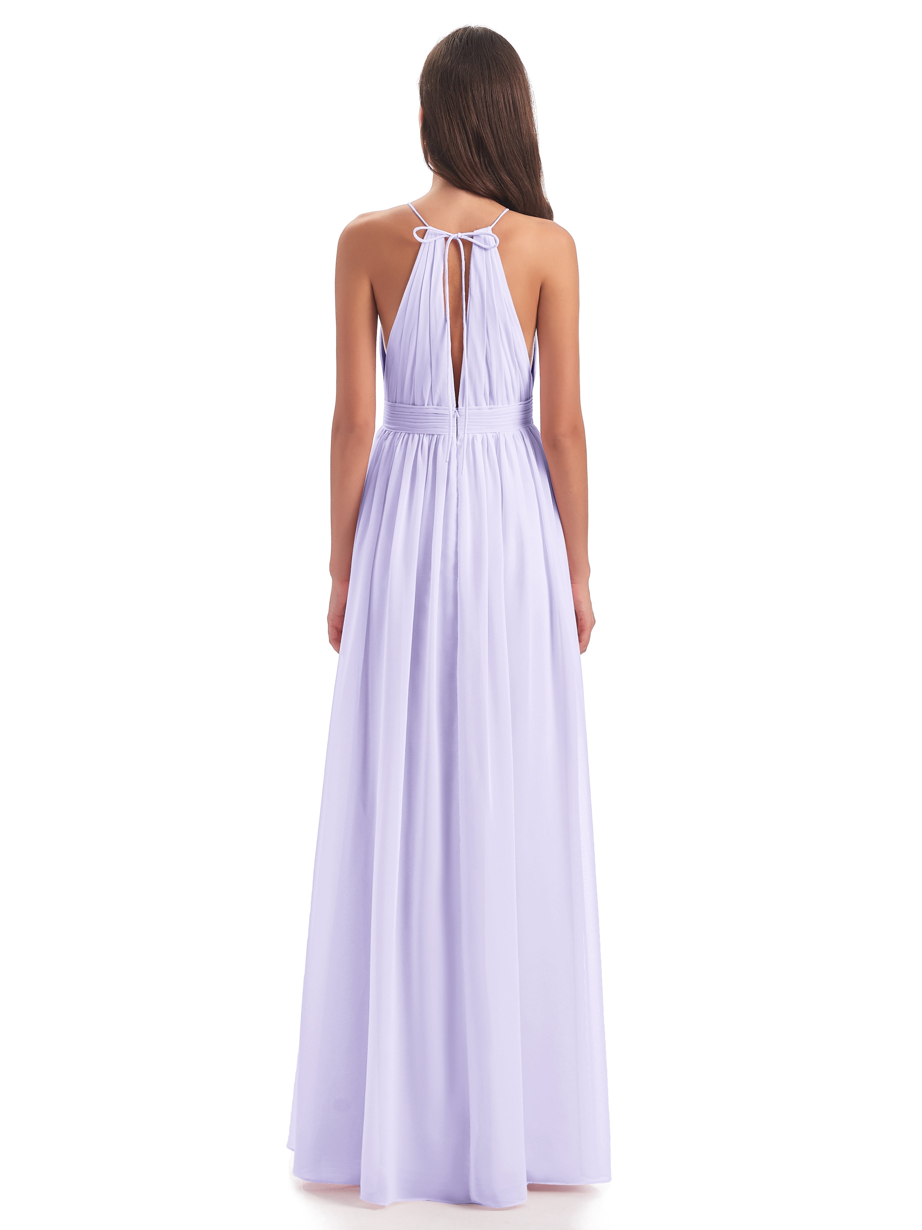 Robe De Demoiselle D Honneur Lilas Fendue Devant Licou Mousseline Robes Demoiselle D'Honneur