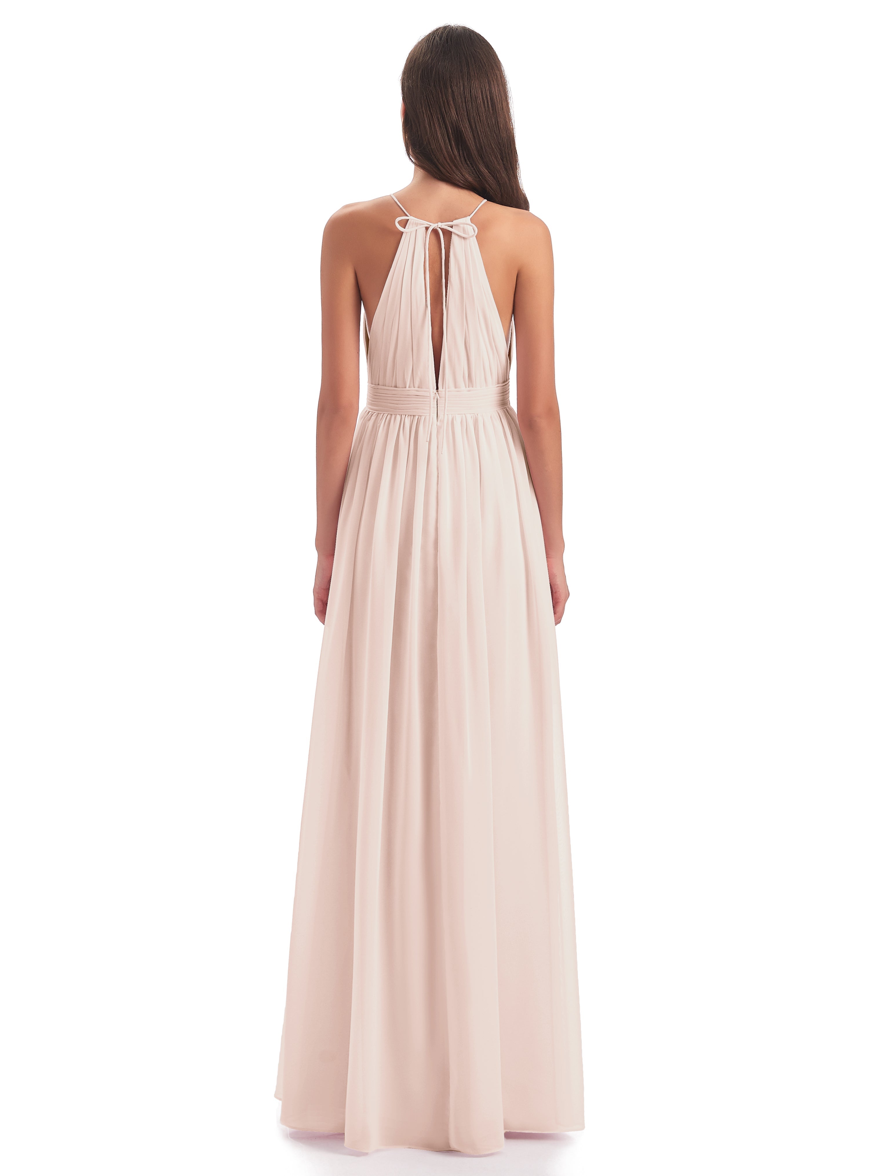Robe De Demoiselle D'Honneur En Perles Fendue Devant Licou Mousseline Robes Demoiselle D'Honneur