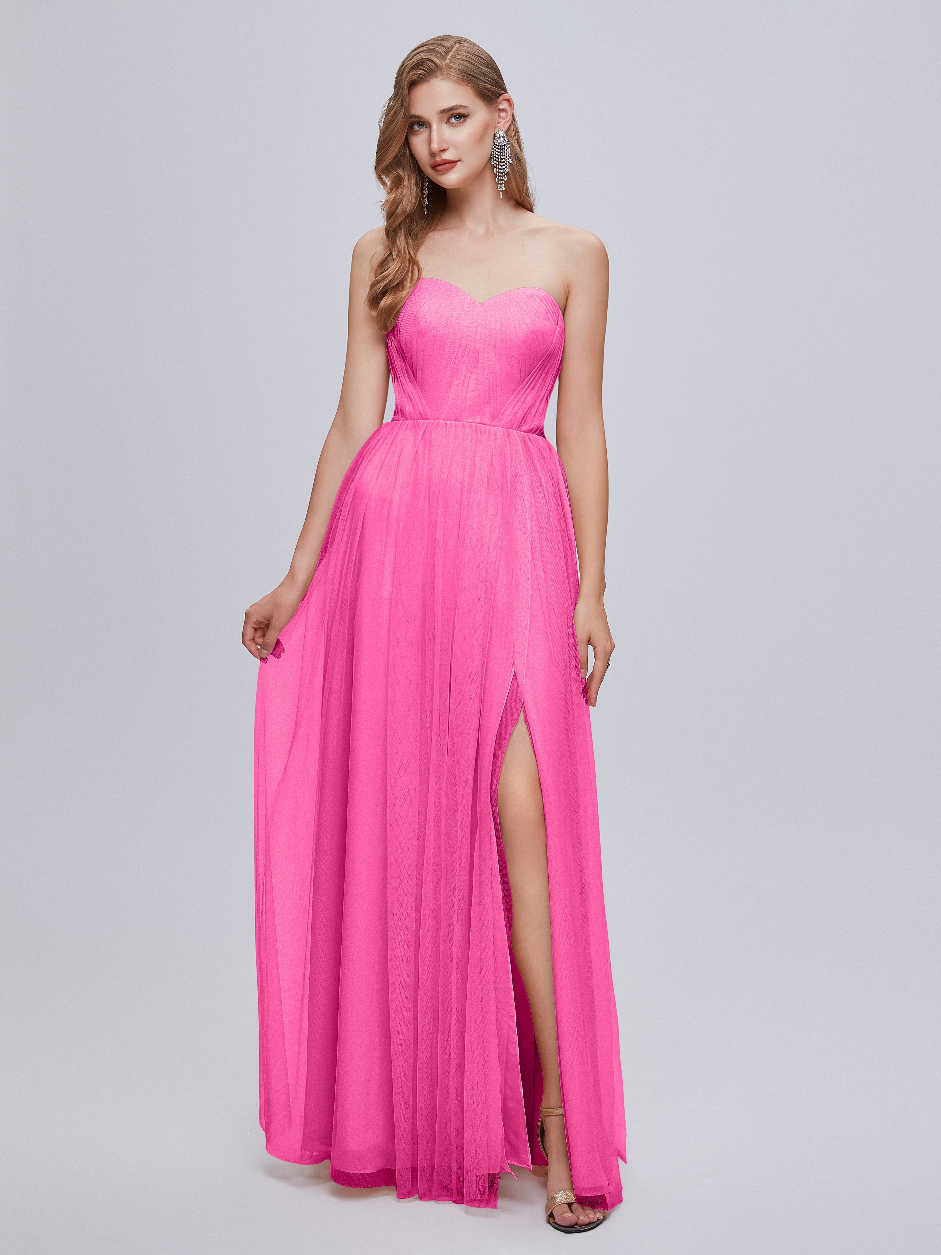 Robe Demoiselle D Honneur Azalée Convertible Fendue Tulle Robe De Demoiselle D'Honneur