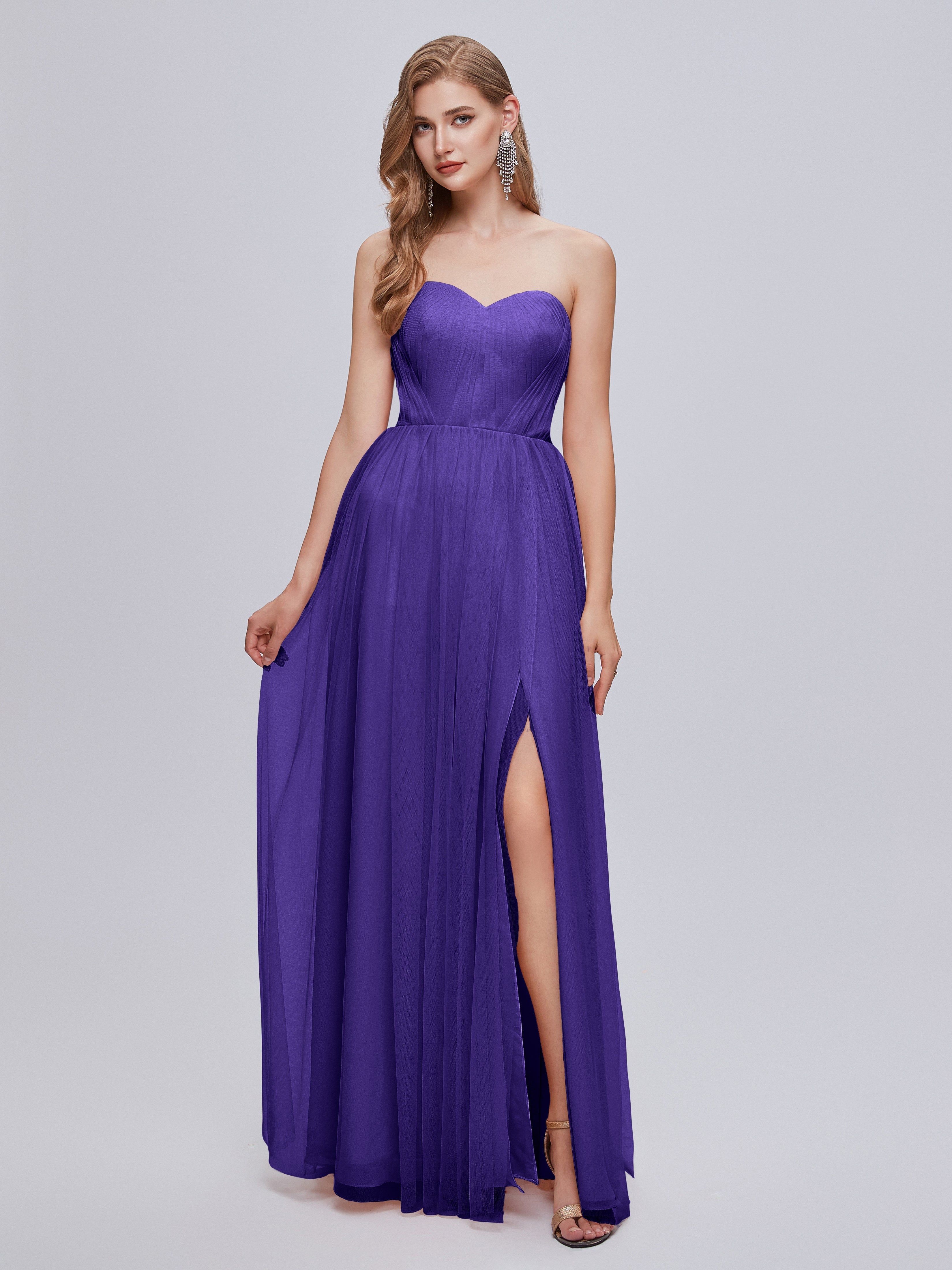 Robes De Demoiselle D'Honneur En Régence Convertible Fendue Tulle Robe De Demoiselle D'Honneur