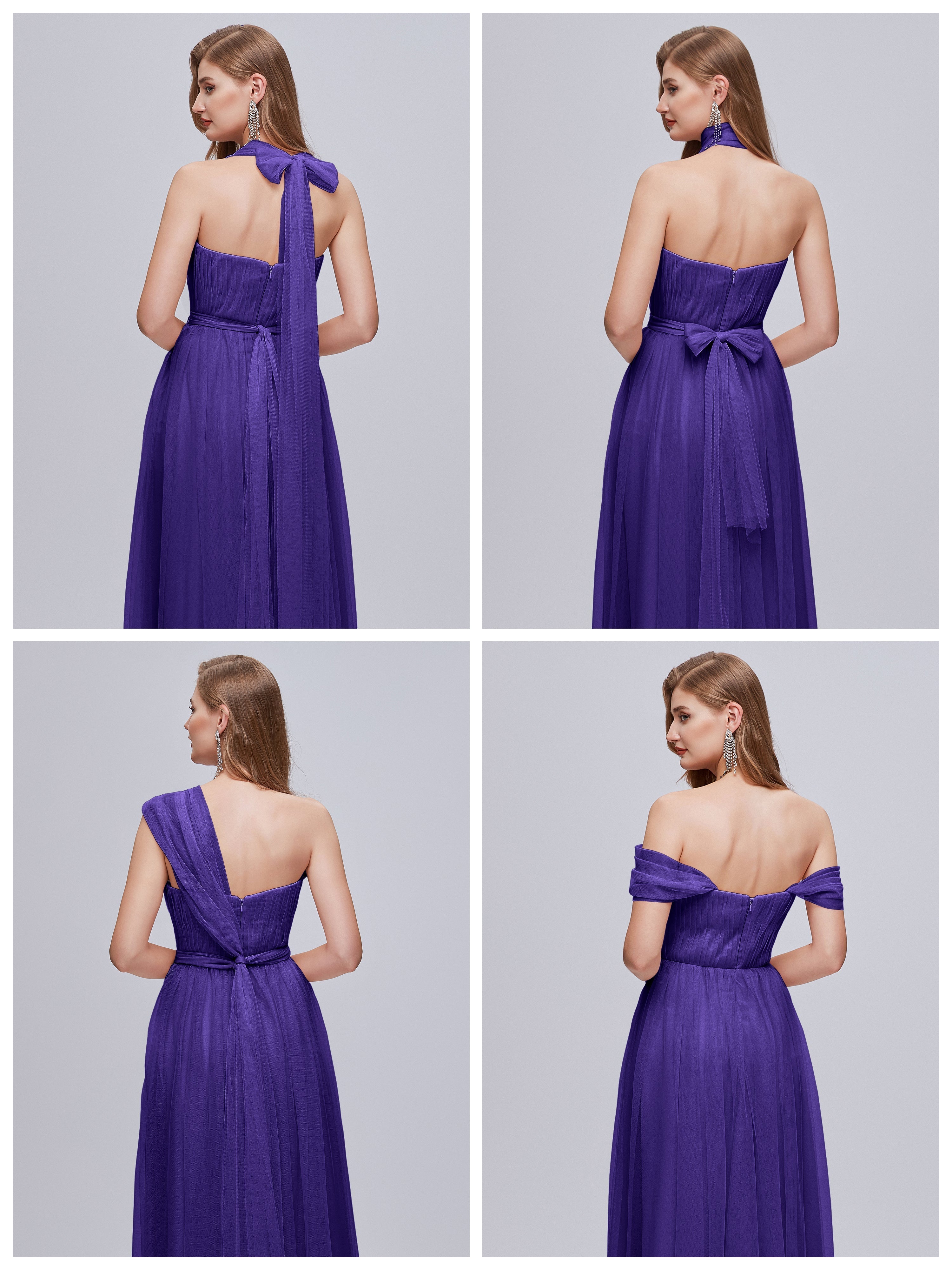 Robes De Demoiselle D'Honneur En Régence Convertible Fendue Tulle Robe De Demoiselle D'Honneur