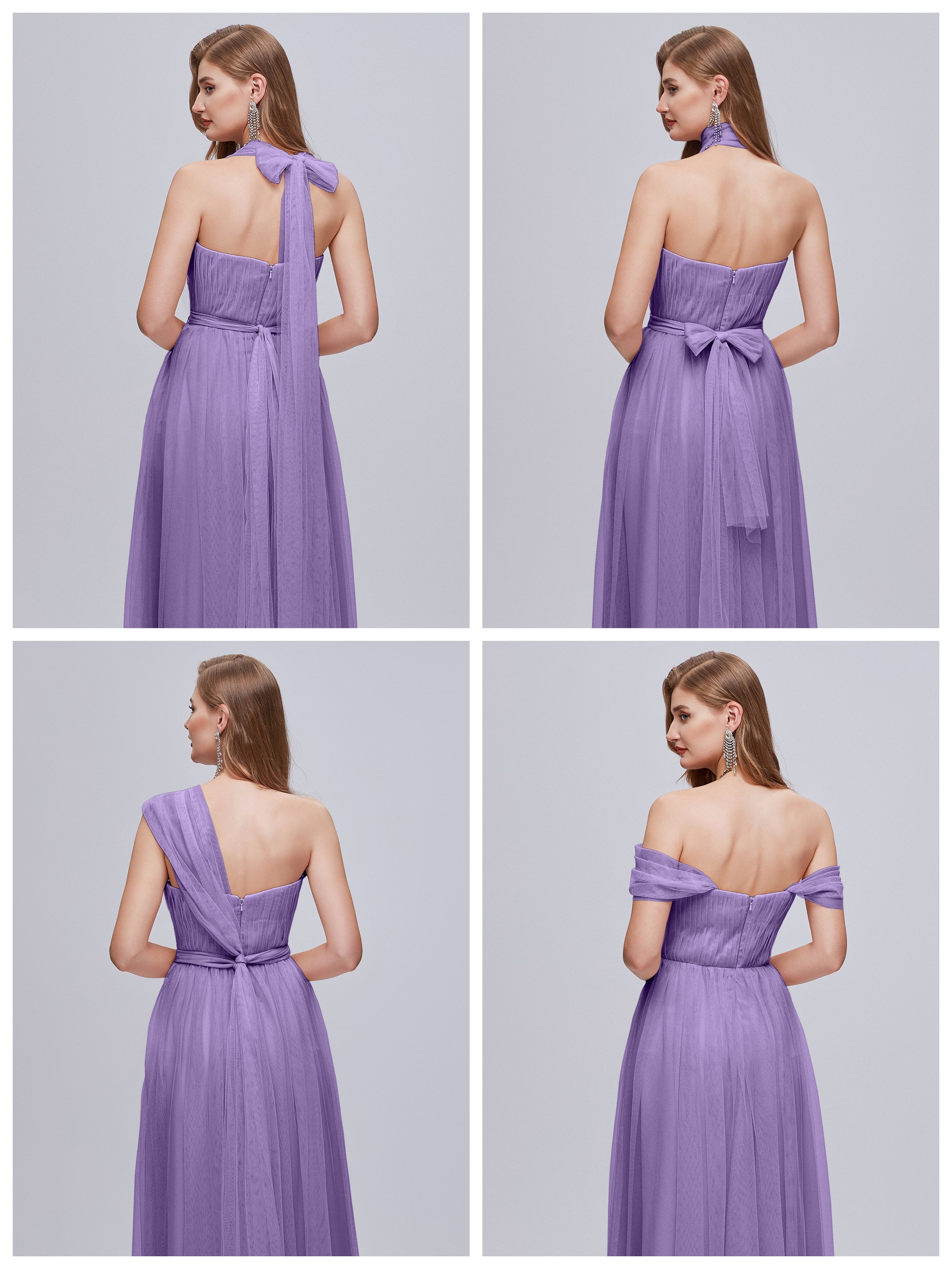 Robes De Demoiselle D'Honneur Tahiti Convertible Fendue Tulle Robe De Demoiselle D'Honneur