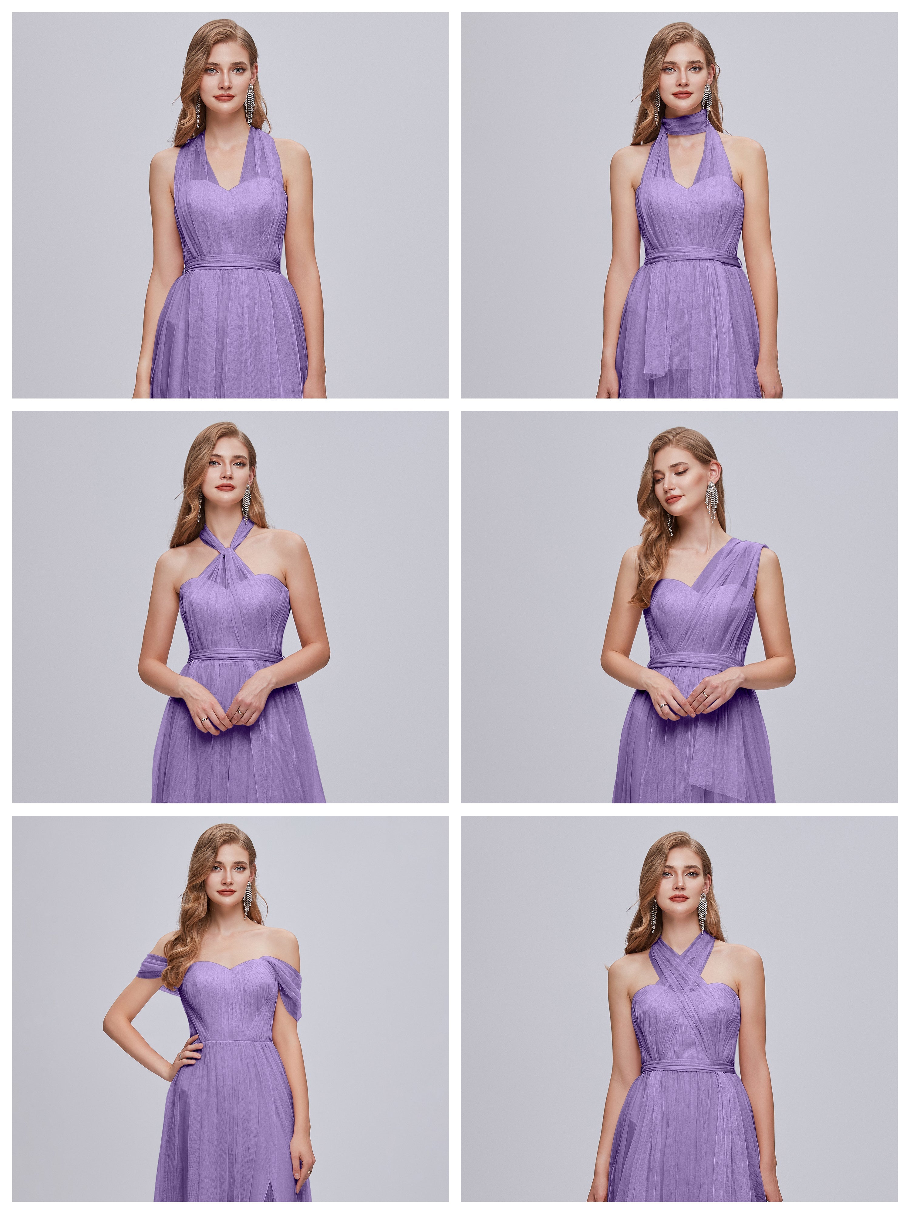 Robes De Demoiselle D'Honneur Tahiti Convertible Fendue Tulle Robe De Demoiselle D'Honneur