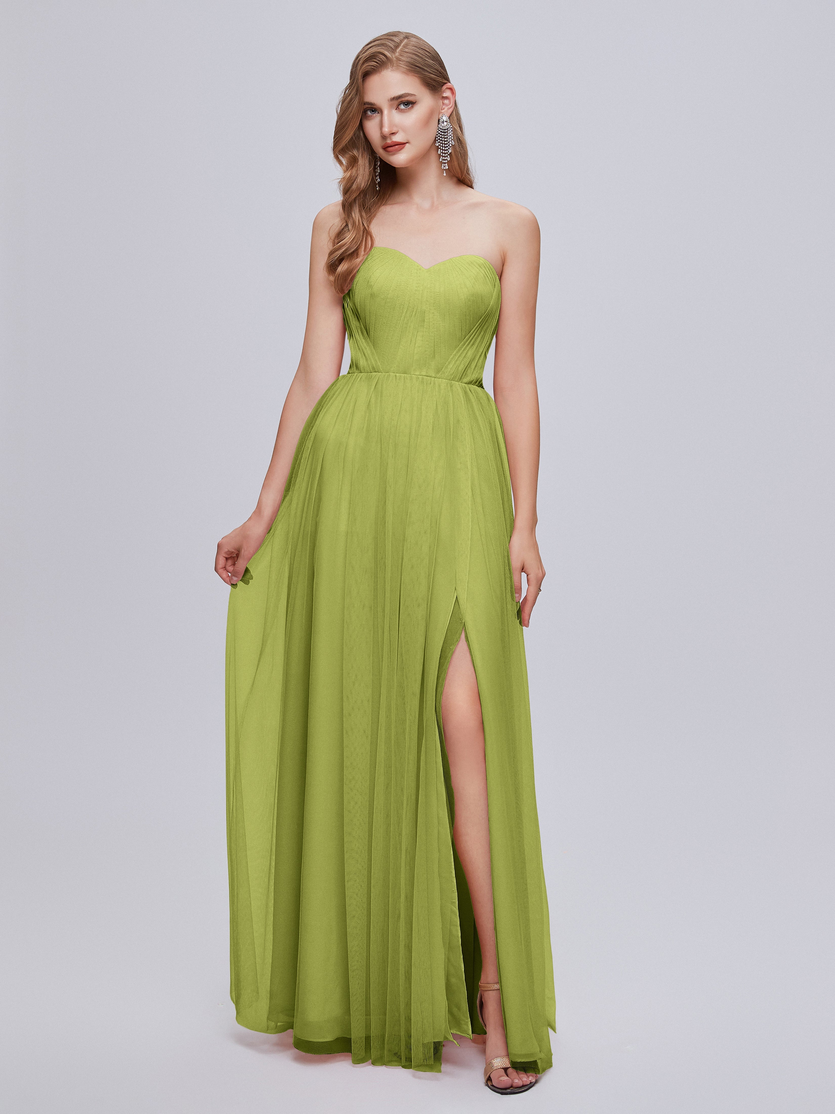 Robes De Demoiselle D'Honneur Trèfle Convertible Fendue Tulle Robe De Demoiselle D'Honneur