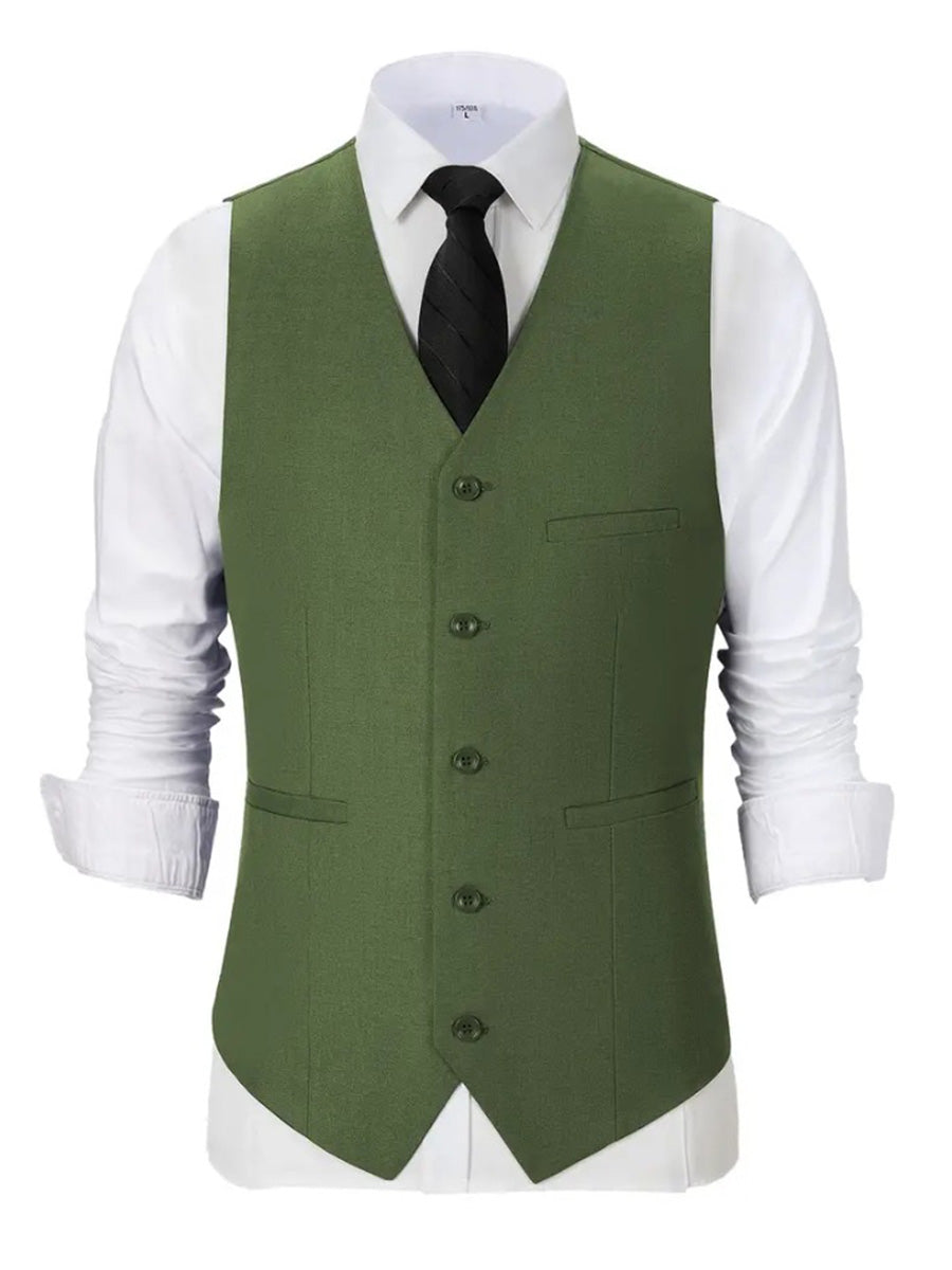 Gilet Élégant en VERT pour Marié et Témoins Coupe Slim et Style Polyvalent