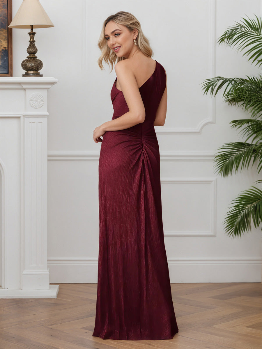 Cicinia BORDEAUX Robe pour Mère de la Mariée Longue Fourreau Seule Épaule sans Manches