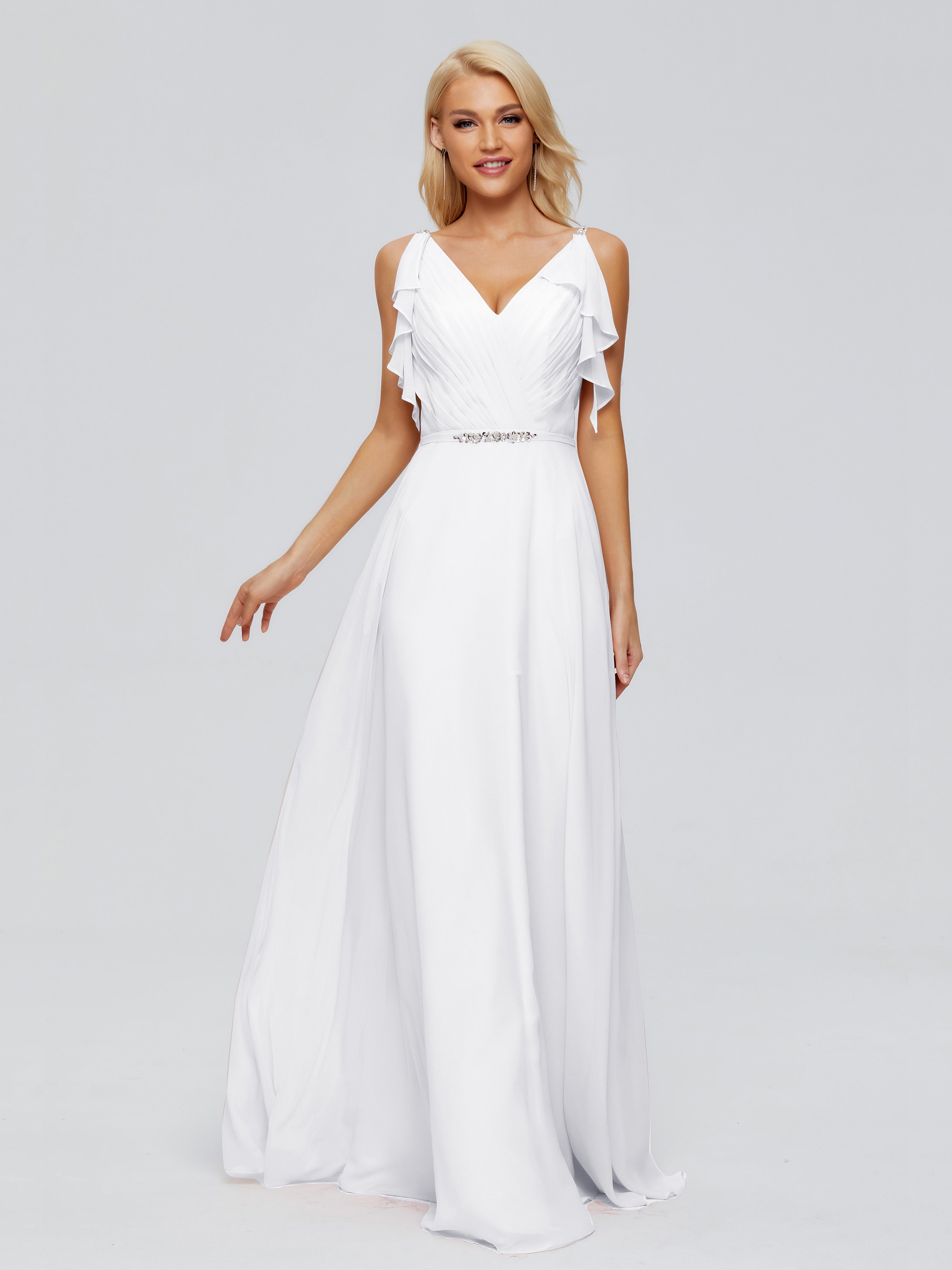 Robe Blanche De Demoiselle D Honneur Trapèze Dos En V Robes Demoiselle D'Honneur