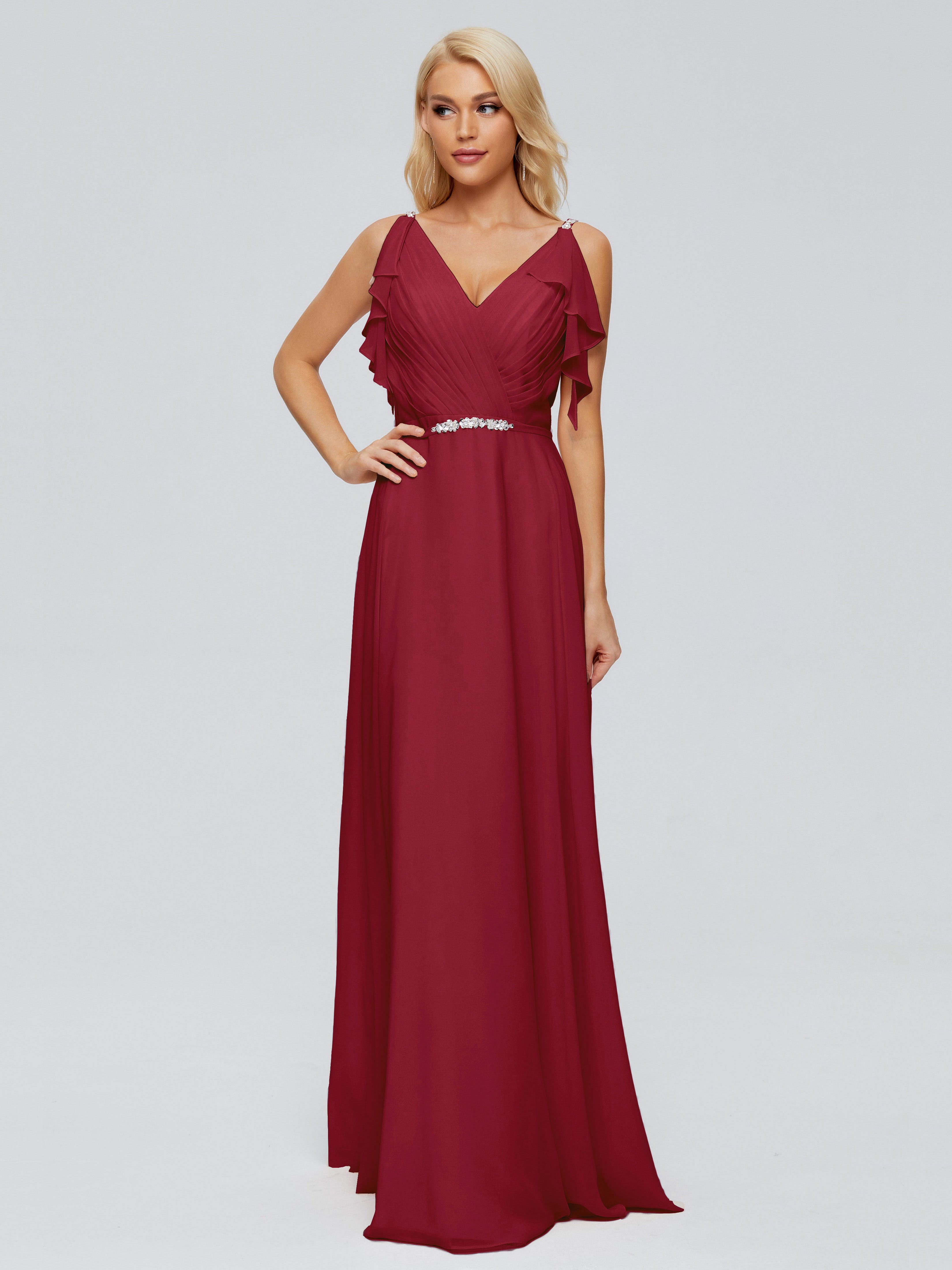 Robe Bordeaux Mariage Demoiselle D Honneur Trapèze Dos En V Robes Demoiselle D'Honneur